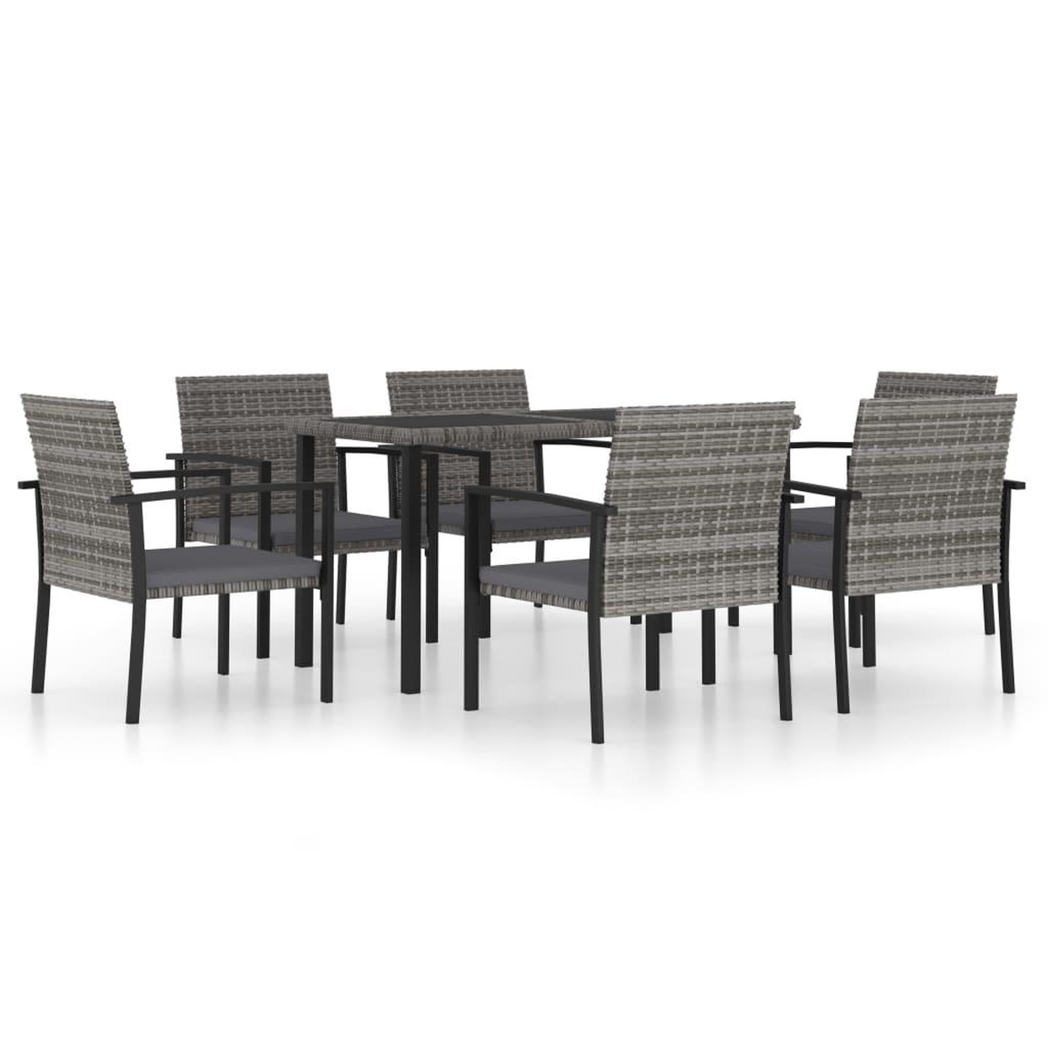 VIDAXL Ensemble a manger de jardin 7 pcs resine tressee gris
