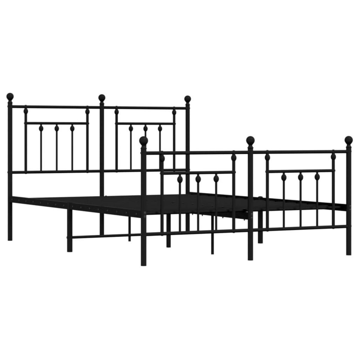 VIDAXL Cadre de lit metal sans matelas avec pied de lit noir 140x190cm