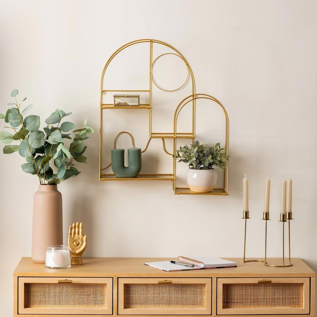 ATMOSPHERA Étagère Murale Arche en Métal  Tina  60cm Doré