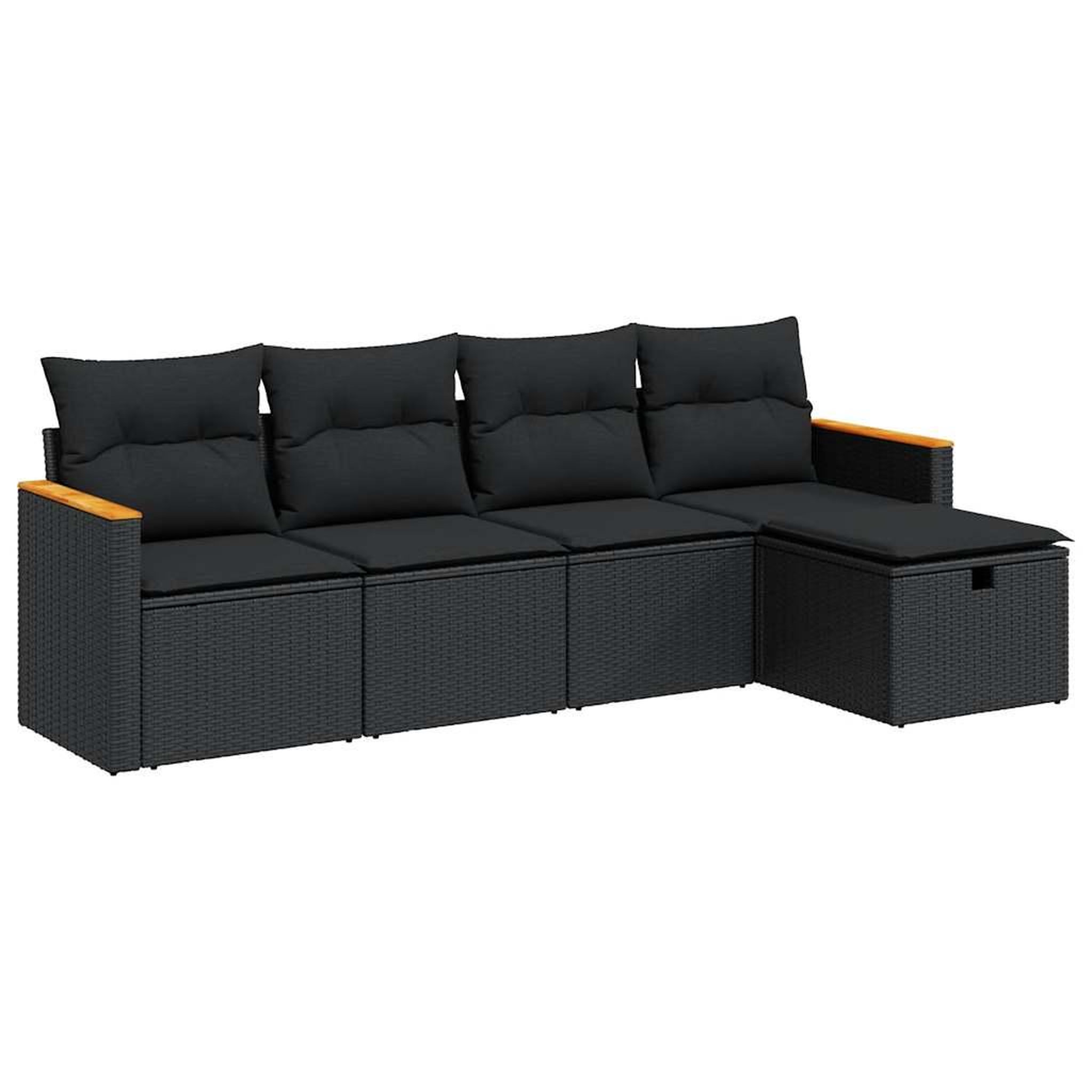 Voir la diapositive 2 : VIDAXL Salon de jardin 5 pcs avec coussins noir resine tressee