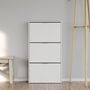 Voir la diapositive 2 : VS VENTA-STOCK Meuble à Chaussures 3 Portes Rubi, Couleur Blanc brillant, 60 cm Largeur