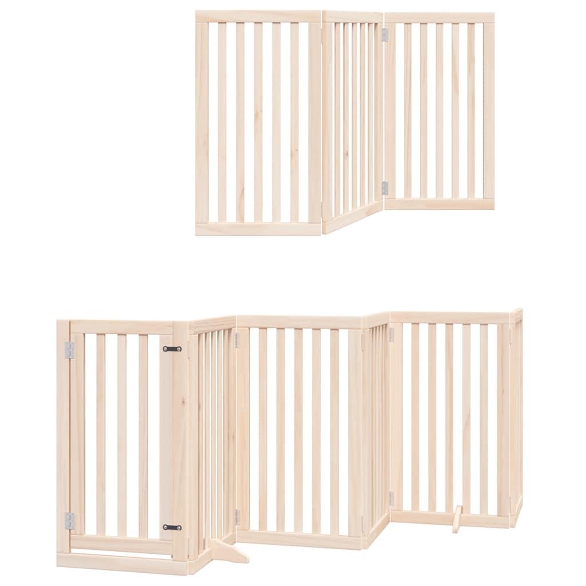 Voir la diapositive 6 : VIDAXL Barriere pour chiens avec porte pliable 9panneaux bois peuplier