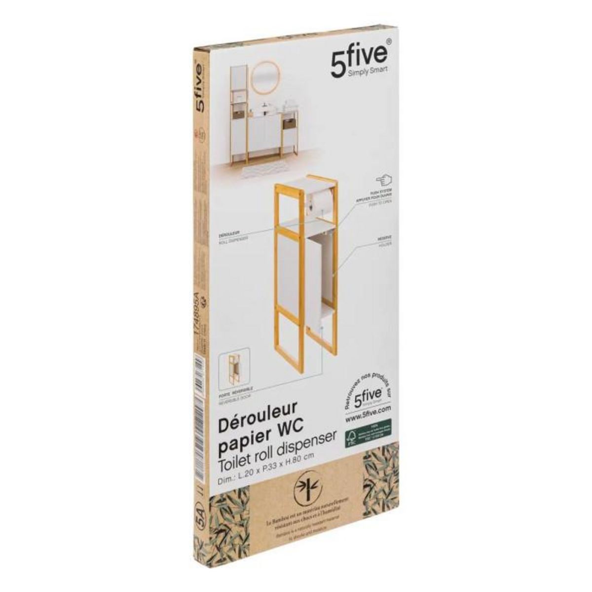 FIVE Dérouleur Papier WC  Natureo  80cm Blanc