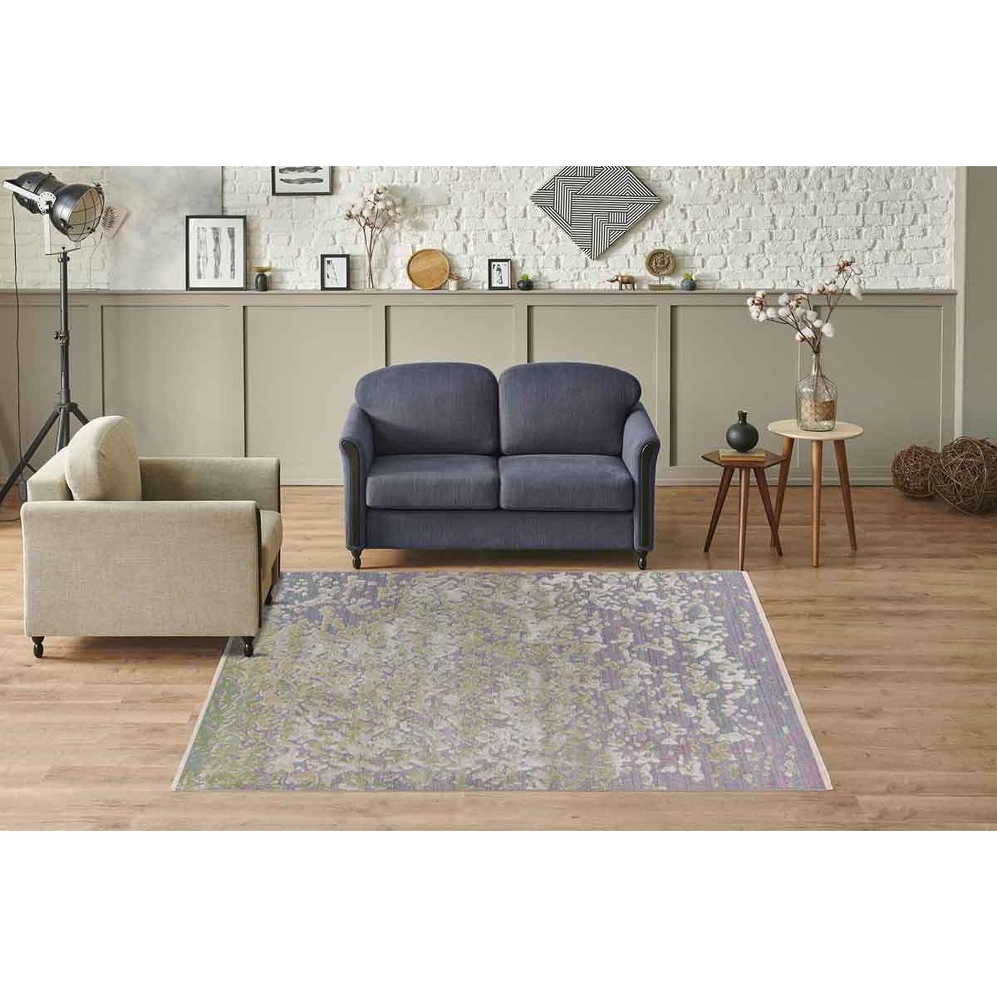 Voir la diapositive 5 : Paris Prix Tapis Tissé Oriental à Poils Plats  Dilan  Vert