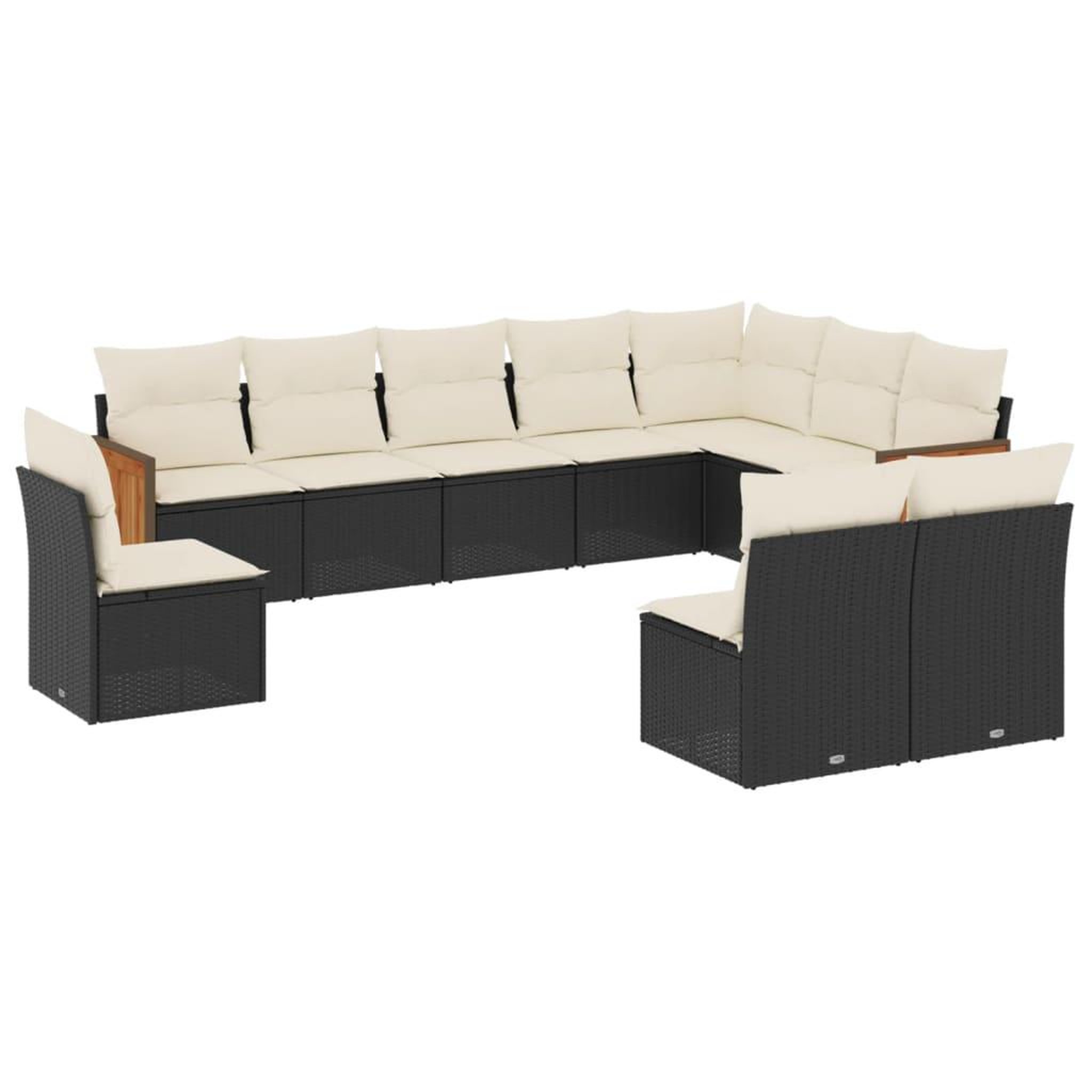 Voir la diapositive 2 : VIDAXL Salon de jardin 10 pcs avec coussins noir resine tressee