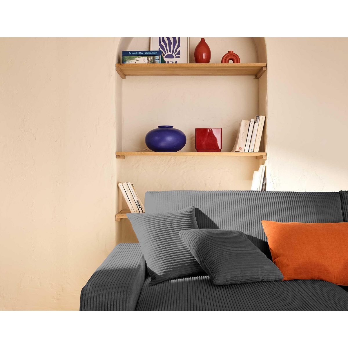 LISA DESIGN Pivoine - canapé panoramique en u - 7 places - convertible avec coffre - en velours côtelé