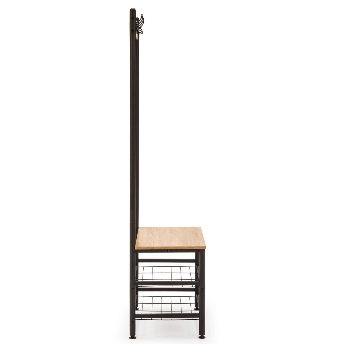 VS VENTA-STOCK Portemanteau Lola avec étagère avec banc 2 étagères, couleur chêne/noir