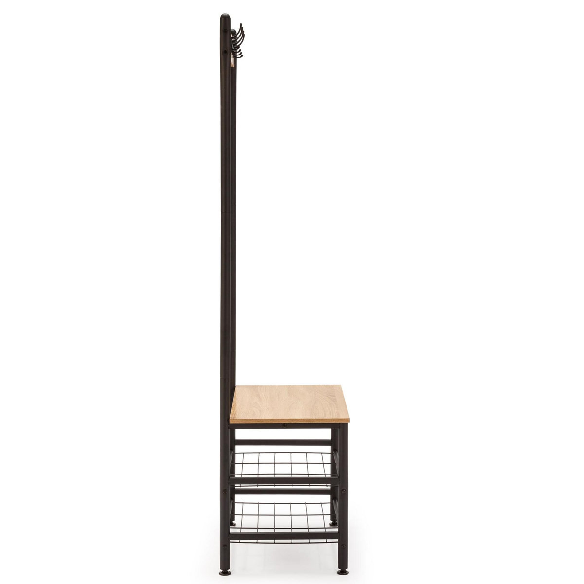 VS VENTA-STOCK Portemanteau Lola avec étagère avec banc 2 étagères, couleur chêne/noir