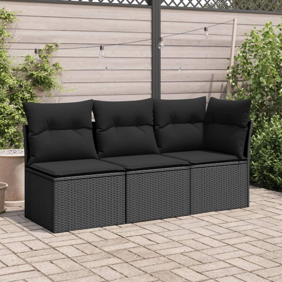 VIDAXL Canape de jardin sans accoudoirs coussins noir resine tressee