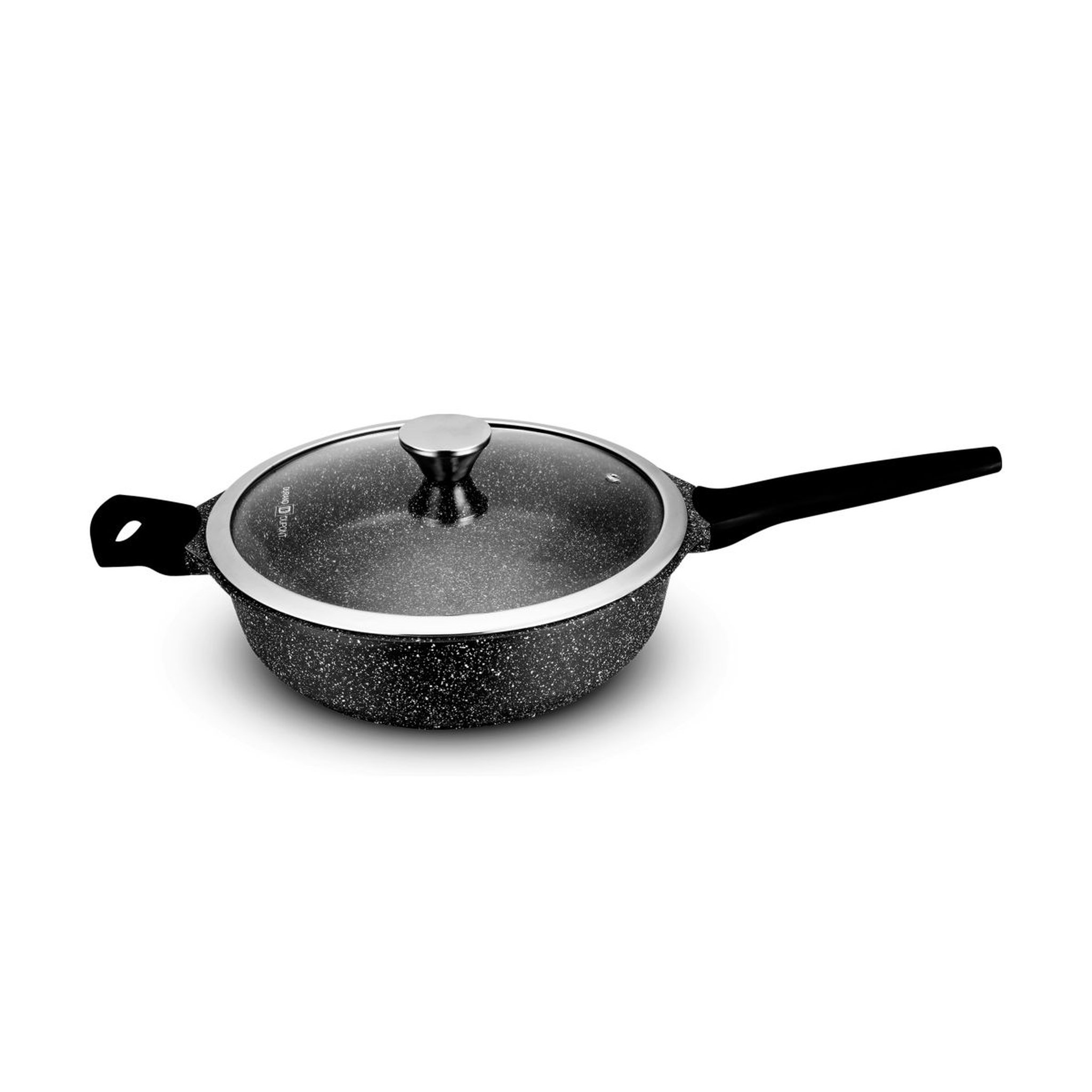 Voir la diapositive 3 : Sauteuse 24cm en fonte d'aluminium effet pierre noir avec couvercle