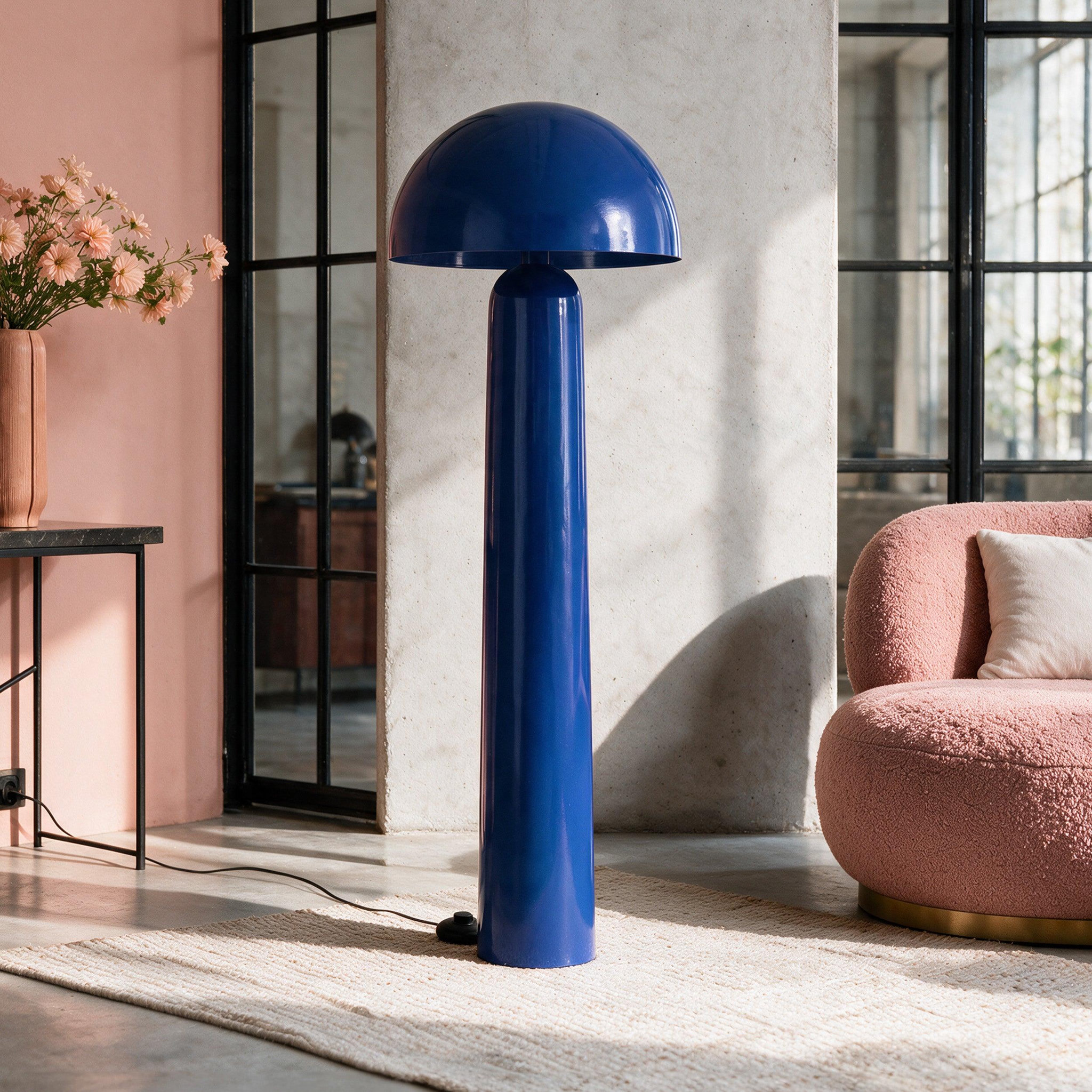 Voir la diapositive 2 : MAISON PAVANE Lampadaire en métal bleu foncé-clara