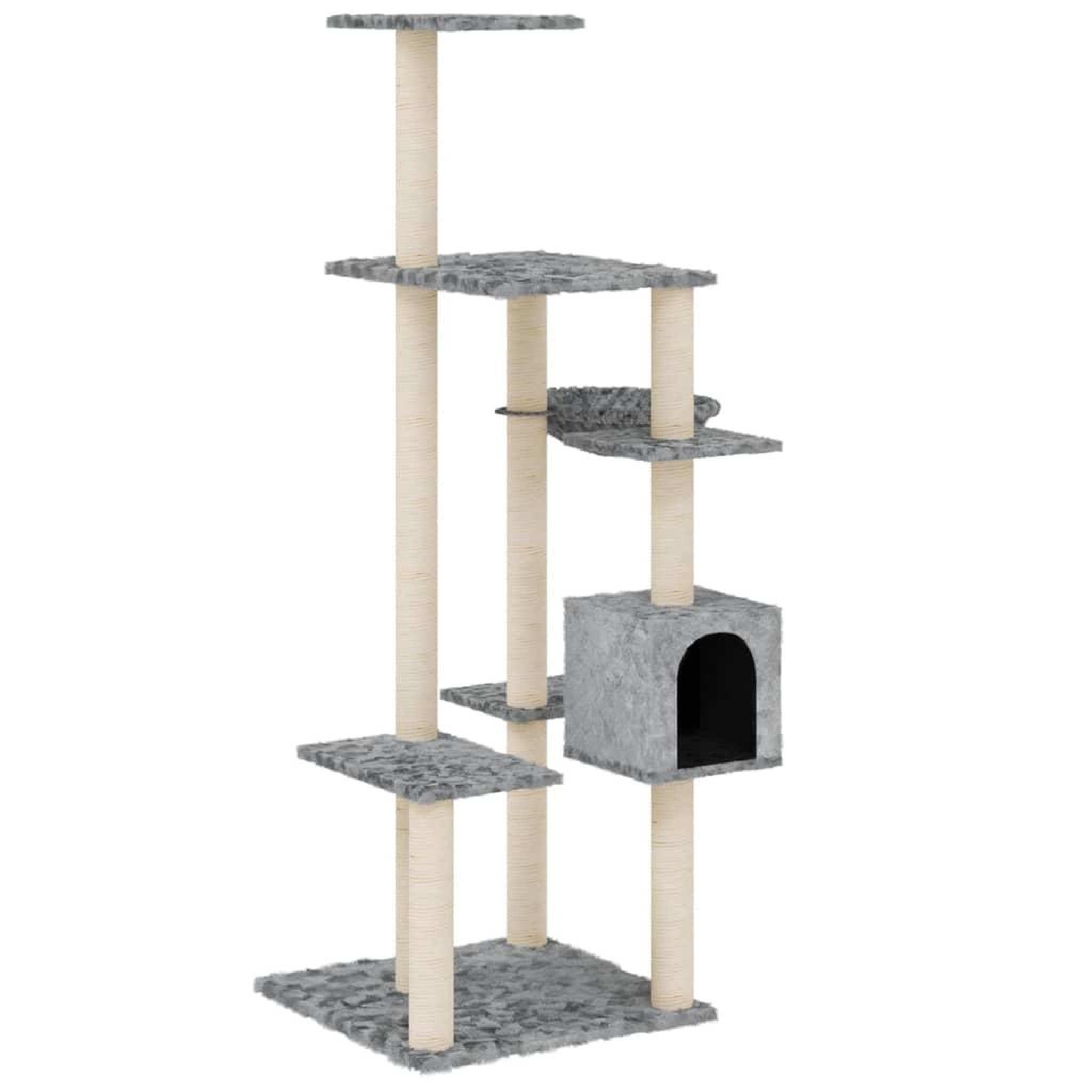 Voir la diapositive 2 : VIDAXL Arbre a chat avec griffoirs en sisal Gris clair 142 cm