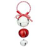 FEERIC LIGHT & CHRISTMAS Sujet de Noël 3 Grelots  La Piste  18cm Rouge & Blanc