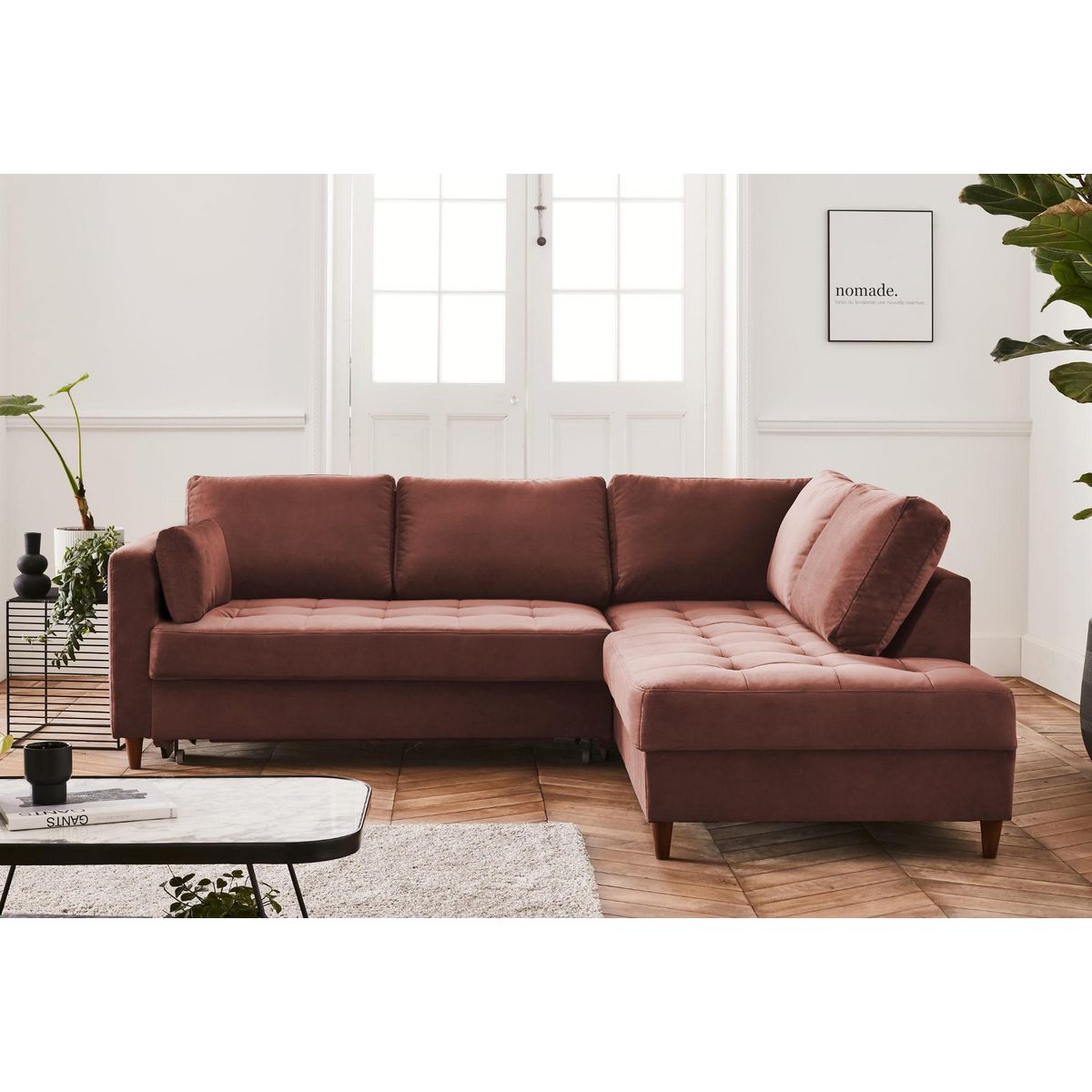 LISA DESIGN Anna - canapé d'angle droit - 5 places - convertible - en velours