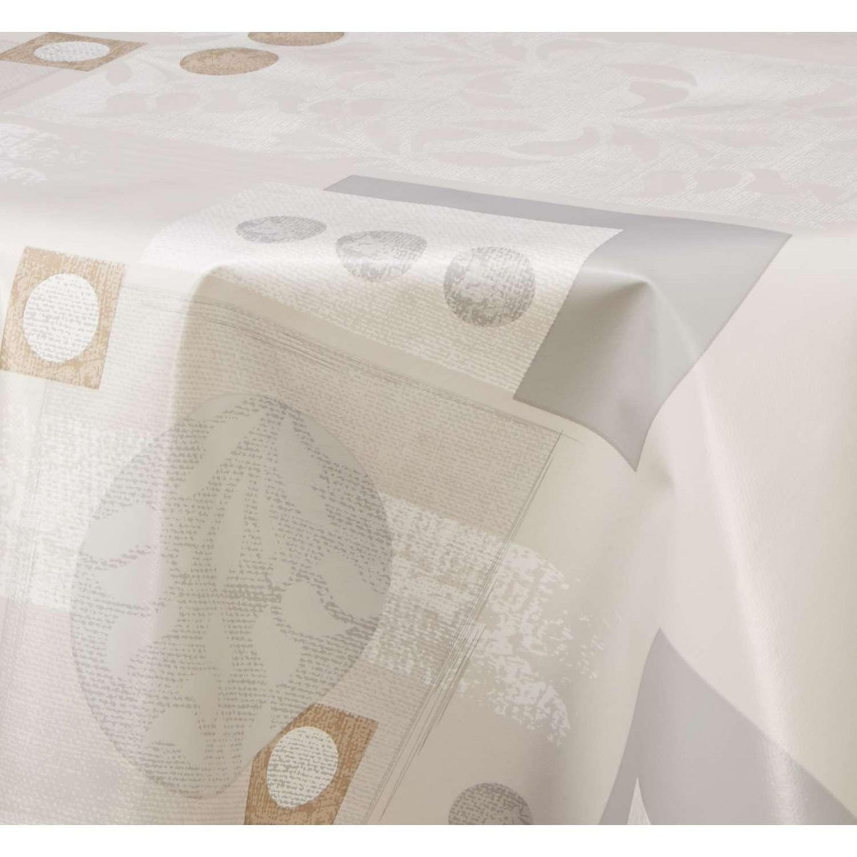 HABITABLE Nappe en toile cirée ronde Alma - Diam. 135 cm - Ecru