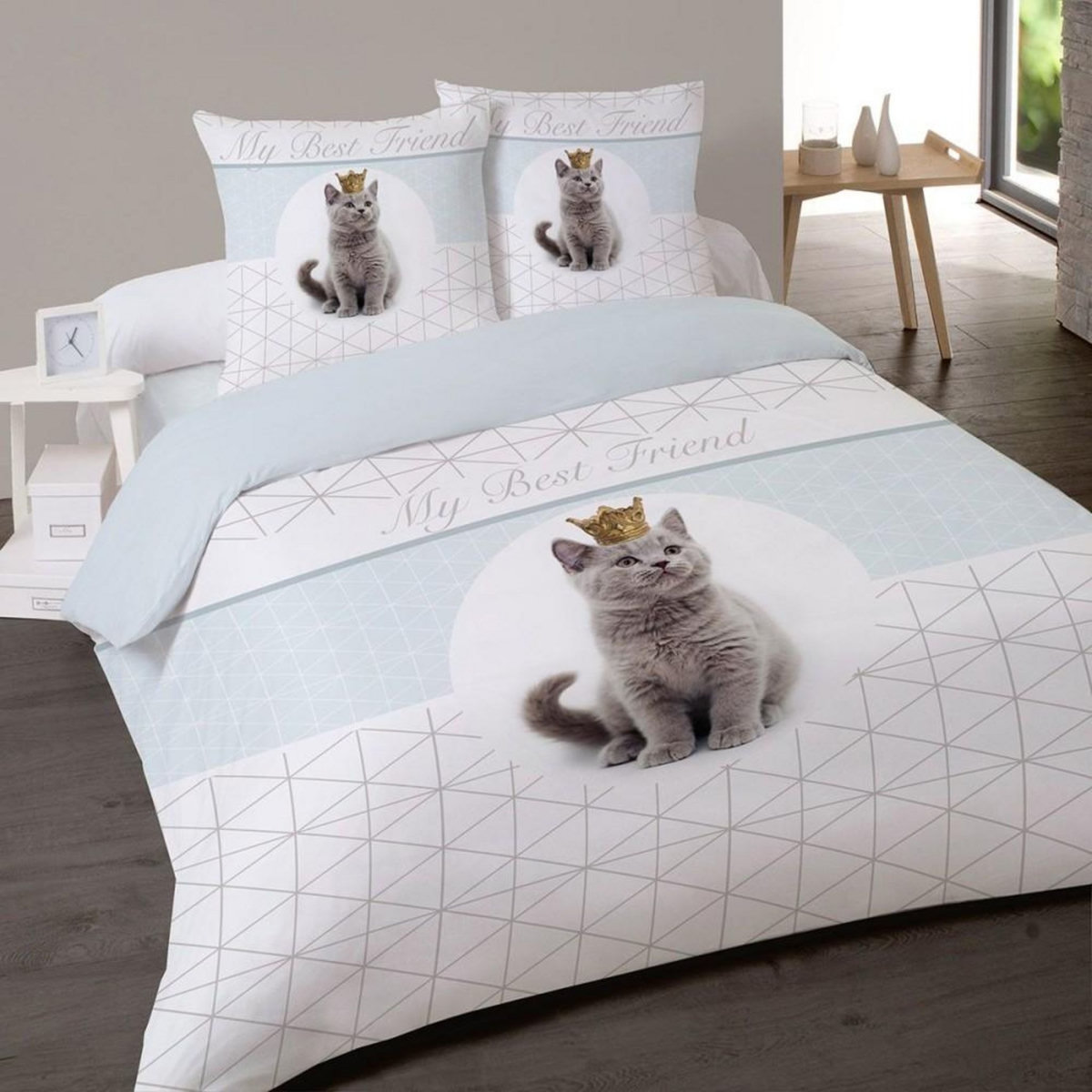 Dourev Housse de couette 200x200 King + 2 taies coton 52 fils