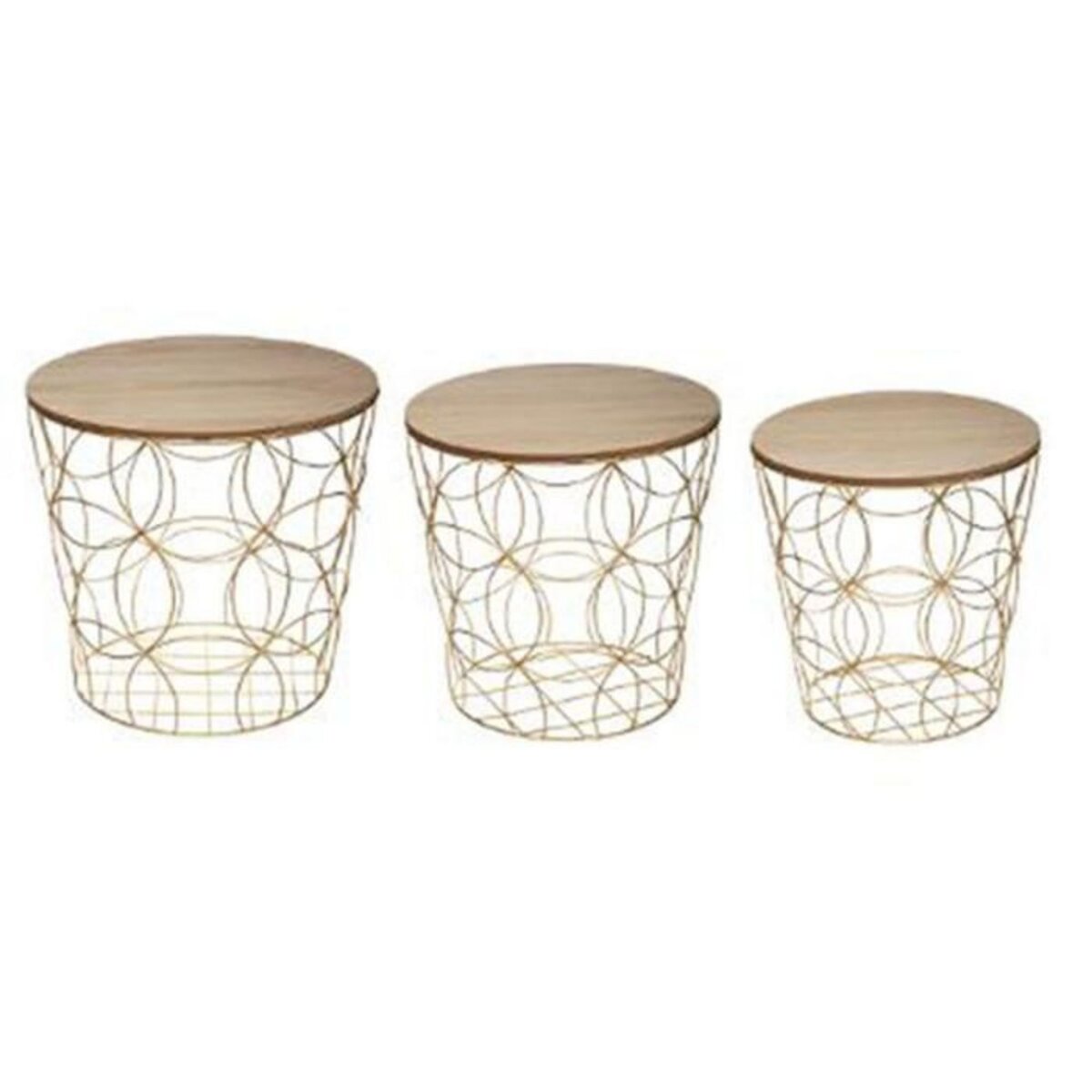 ATMOSPHERA Lot de 3 Tables d'Appoint Design  Kumi  45cm Or