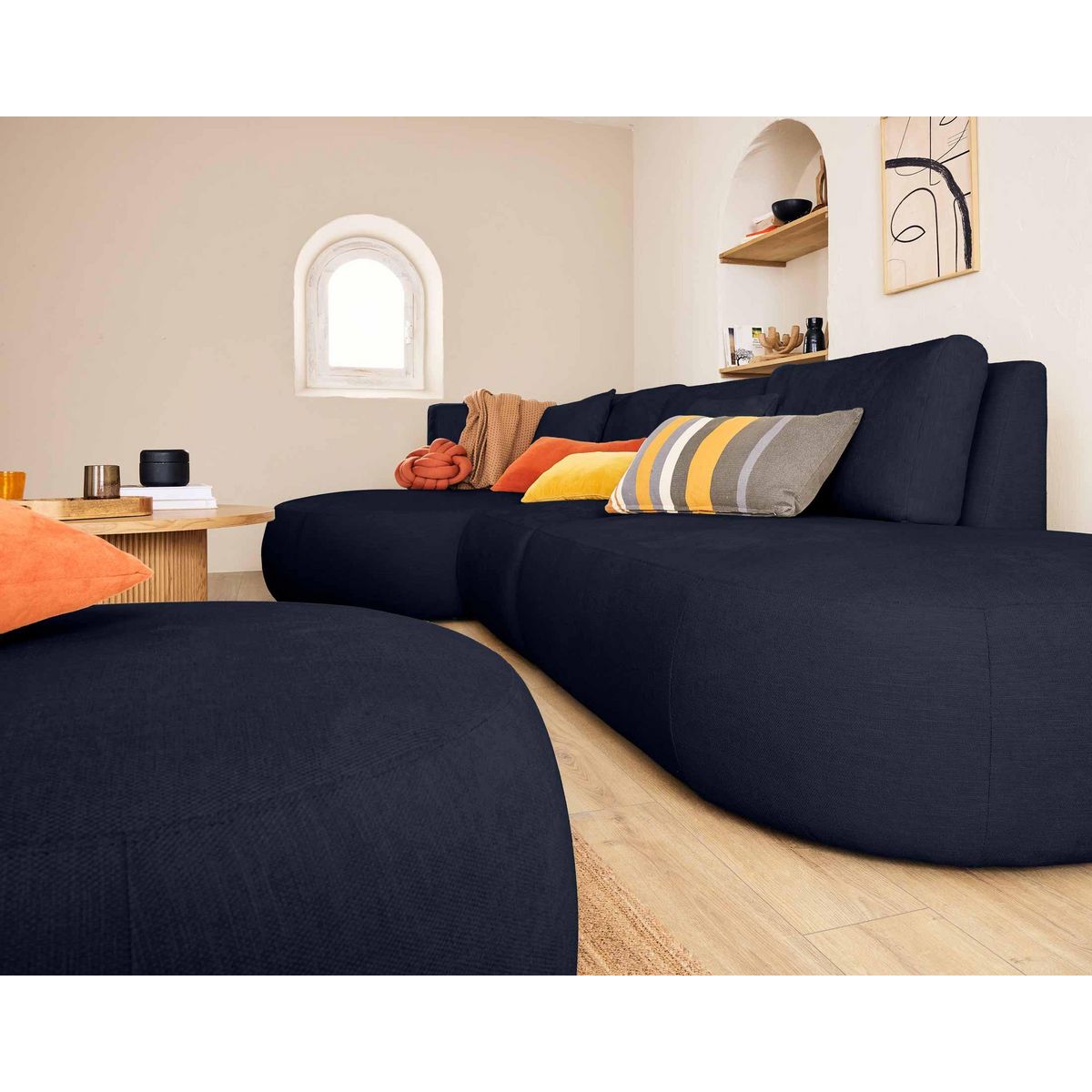 LISA DESIGN Santorini - module d'assise droit - en tissu texturé