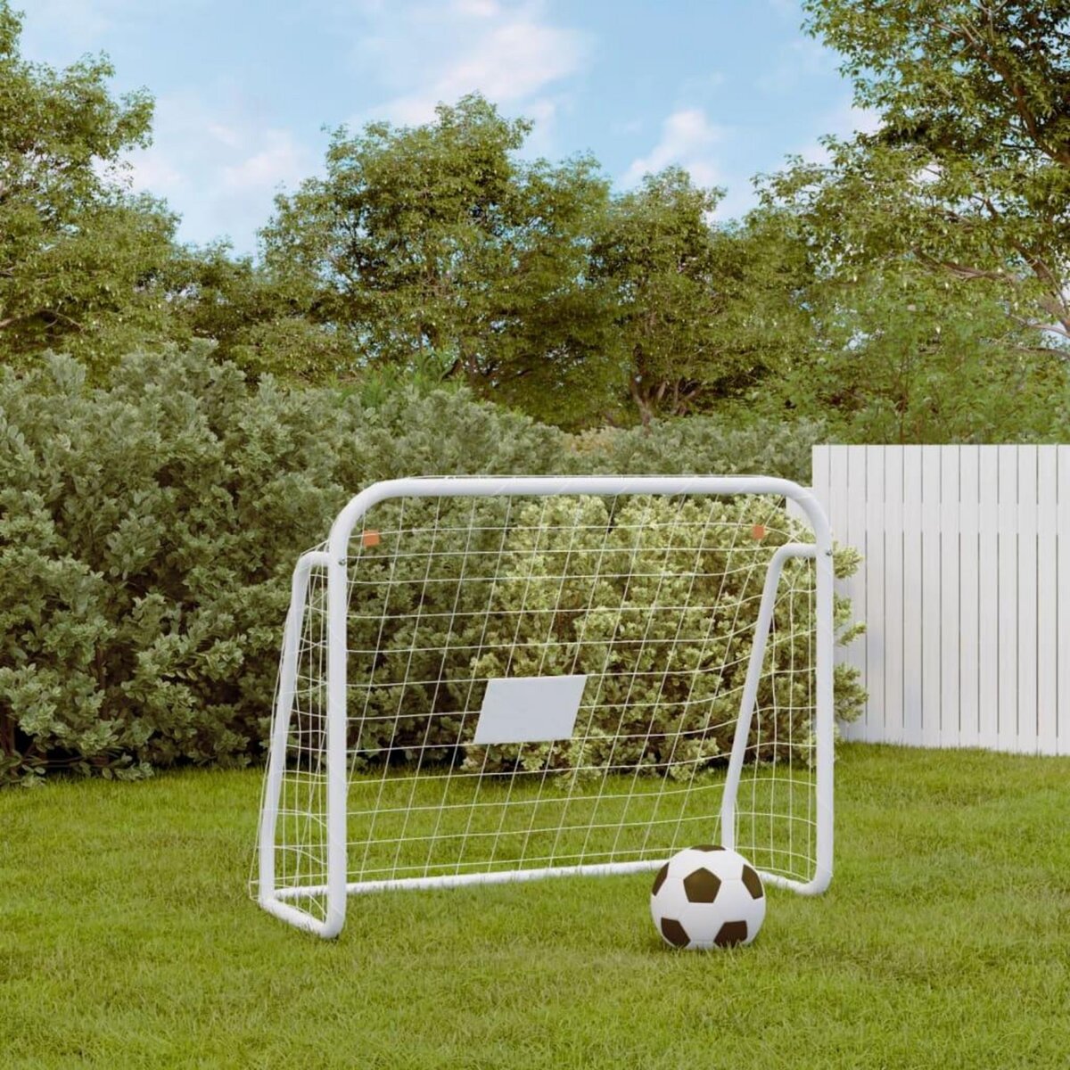 VIDAXL But de football et filet blanc 125x96x60 cm acier et polyester