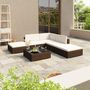 Voir la diapositive 1 : VIDAXL Salon de jardin 6 pcs avec coussins Resine tressee Marron