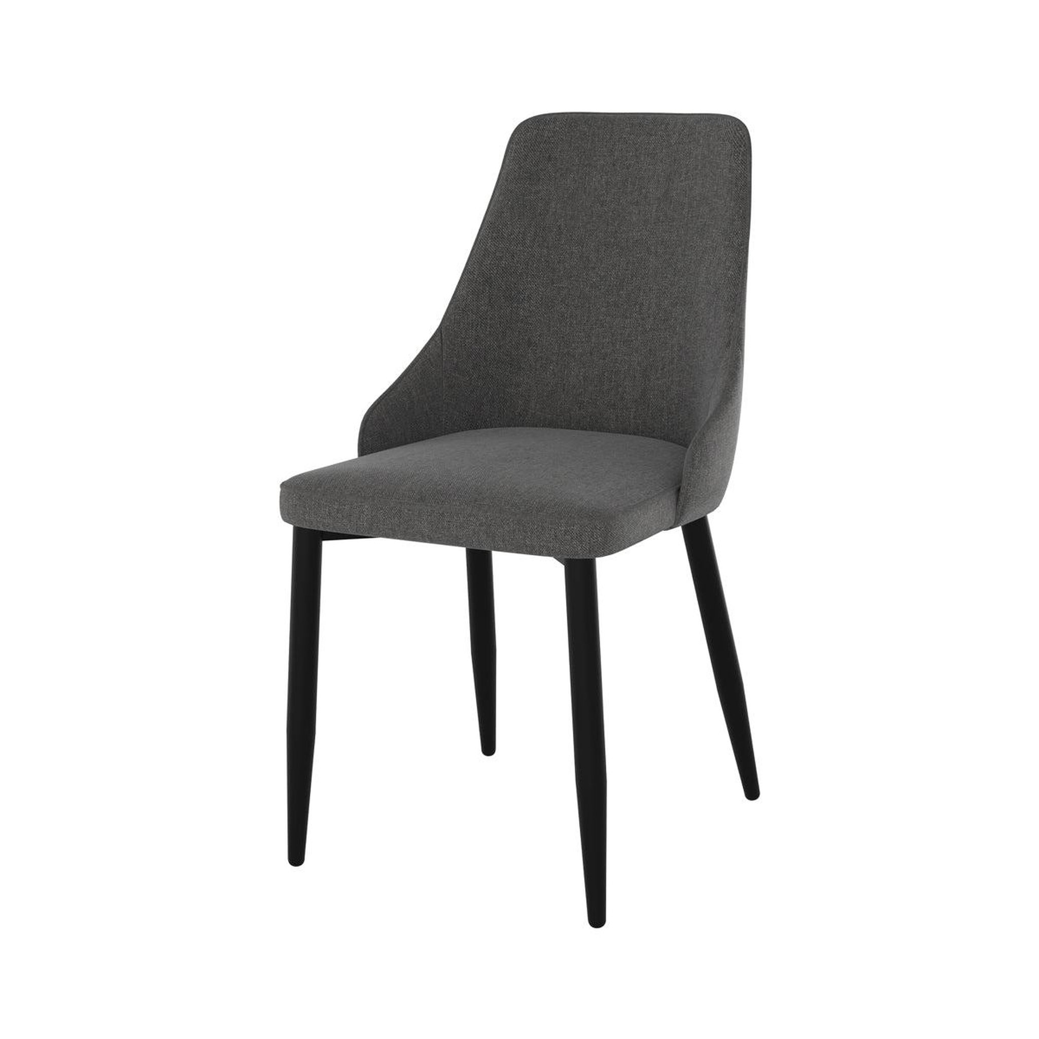 Voir la diapositive 5 : MAISON PAVANE Lot de 2 chaises en tissu gris foncé et pieds en métal-pipo