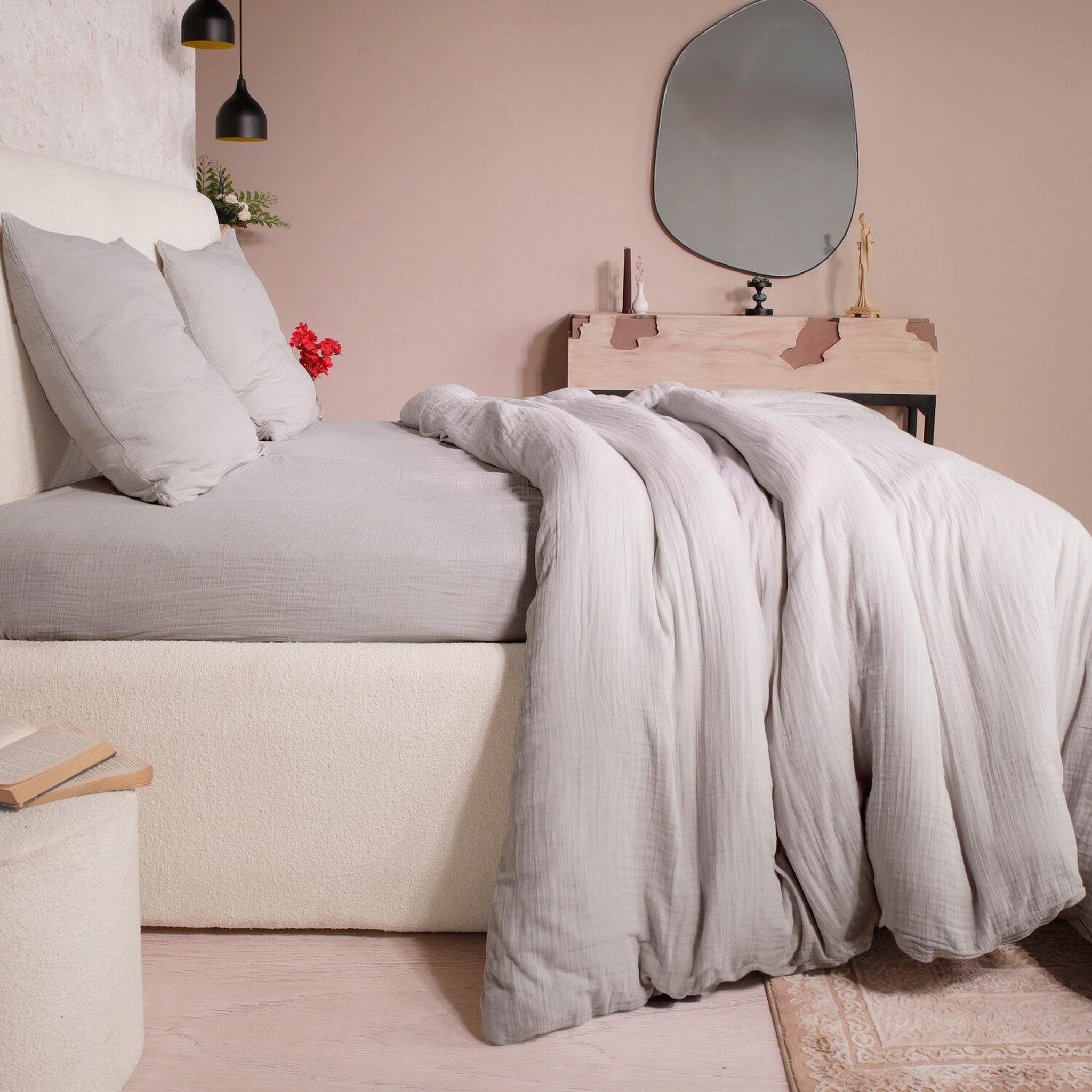 Voir la diapositive 2 : Les Ateliers du Linge Parure de couette 100% gaze de coton lavé