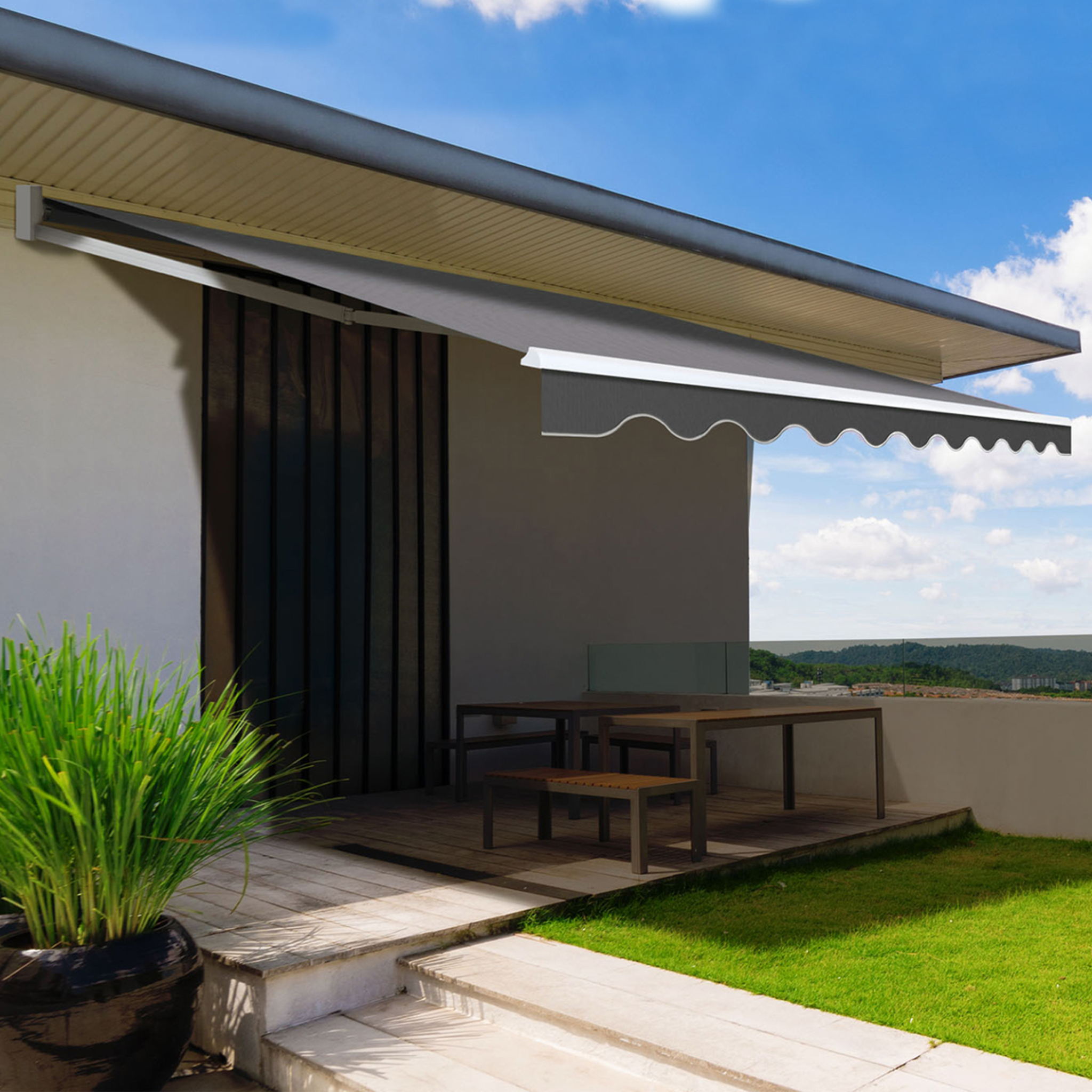 Voir la diapositive 3 : ID MARKET Store banne manuel 3,80x3 m gris anthracite