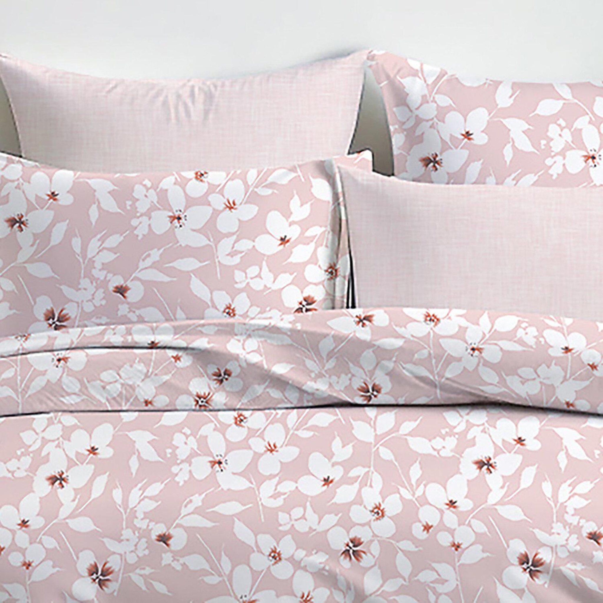Voir la diapositive 3 : Home collection Parure housse de couette 100% coton 54 fils imprimé - flower rose