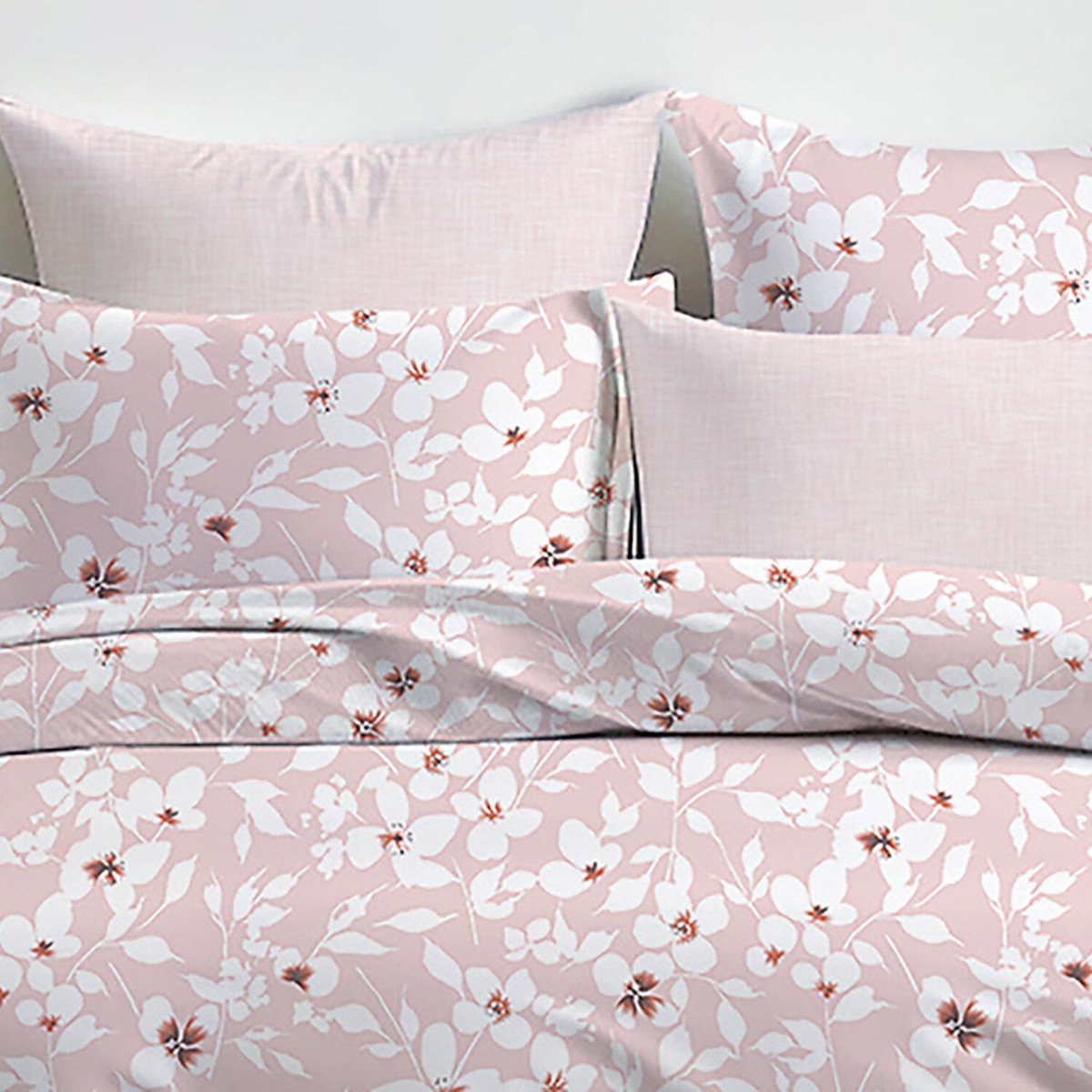 Home collection Parure housse de couette 100% coton 54 fils Imprimé - Flower rose