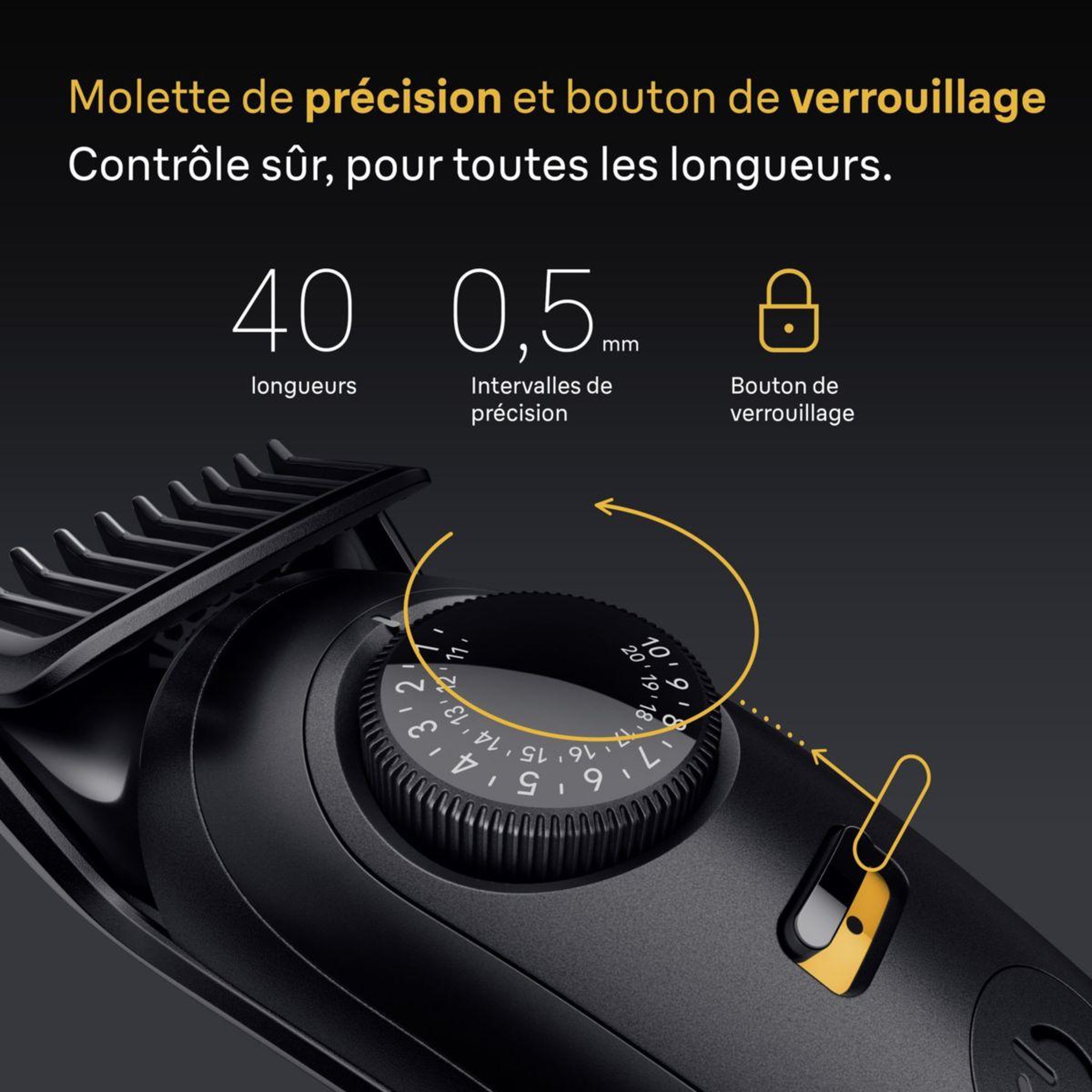 Voir la diapositive 3 : BRAUN Tondeuse barbe BT5560, molette réglable, 40 hauteurs de coupe, précision 0,5 mm, autonomie 120 mn