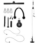 HOMCOM Station de musculation - station de traction poulie haute à fixer au plafond - barre traction et autres accessoires inclus