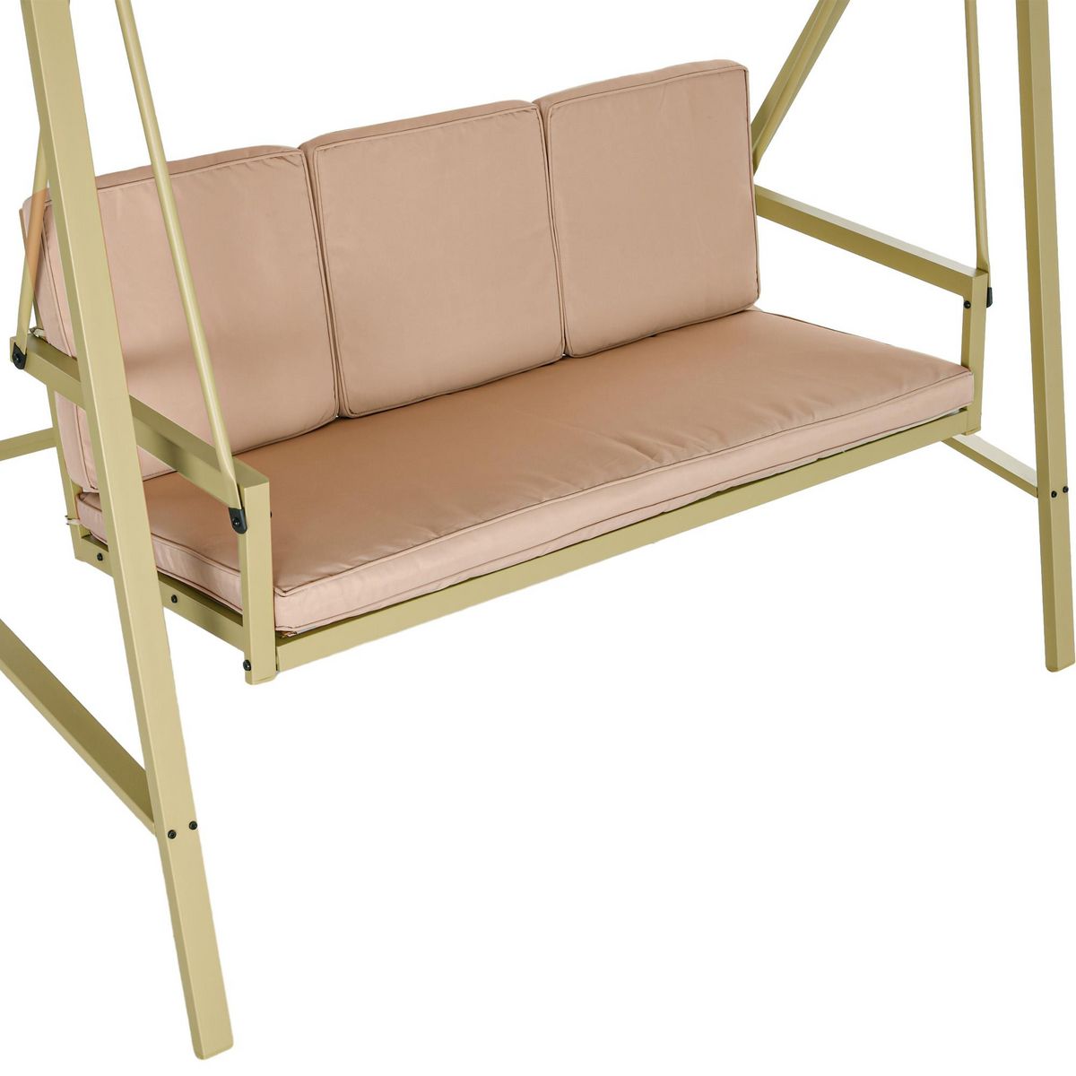 OUTSUNNY Balancelle de jardin 3 places toit inclinaison réglable épais coussins amovibles polyester acier époxy beige