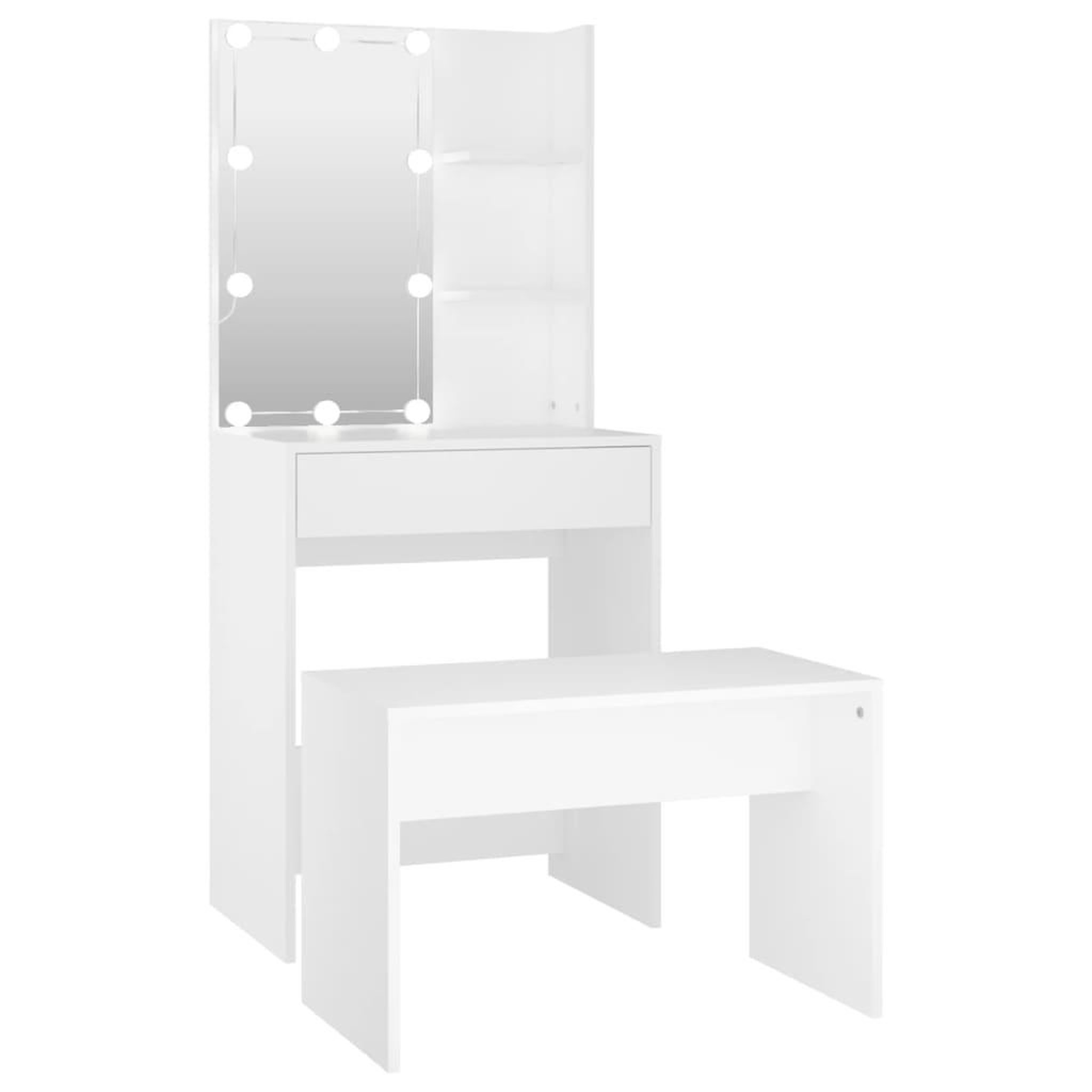 Voir la diapositive 2 : VIDAXL Ensemble de coiffeuse avec LED Blanc Bois d'ingenierie