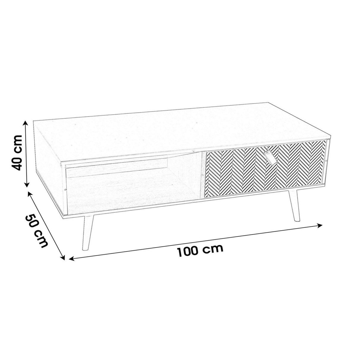 DIVERS Table basse contemporaine effet bois Chelsea - L. 100 x H. 40 cm - Noir