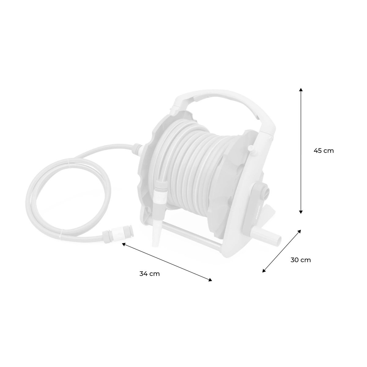 SWEEEK Dévidoir mural mini 20m. enrouleur avec tuyau d'arrosage. raccord et lance fournis