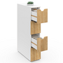 Voir la diapositive 4 : ID MARKET Tour de rangement 4 tiroirs Wilo sur roulettes colonne gain de place blanc et façon hêtre