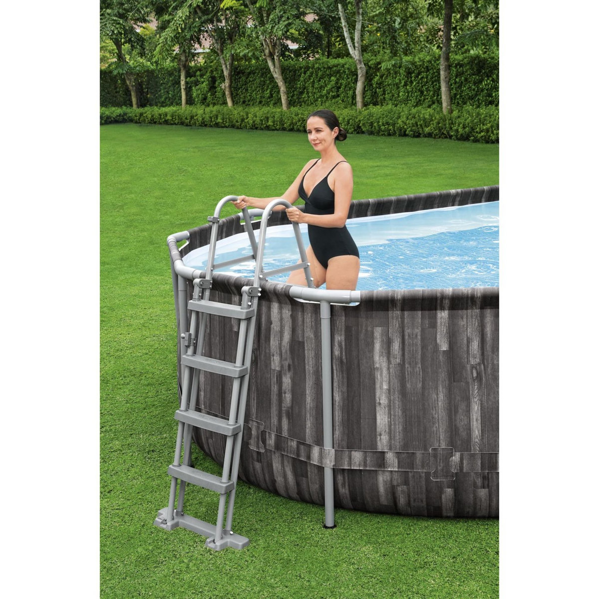 BESTWAY Piscine tubulaire ovale - Décor bois - 732x366x122cm - POWER STEEL™