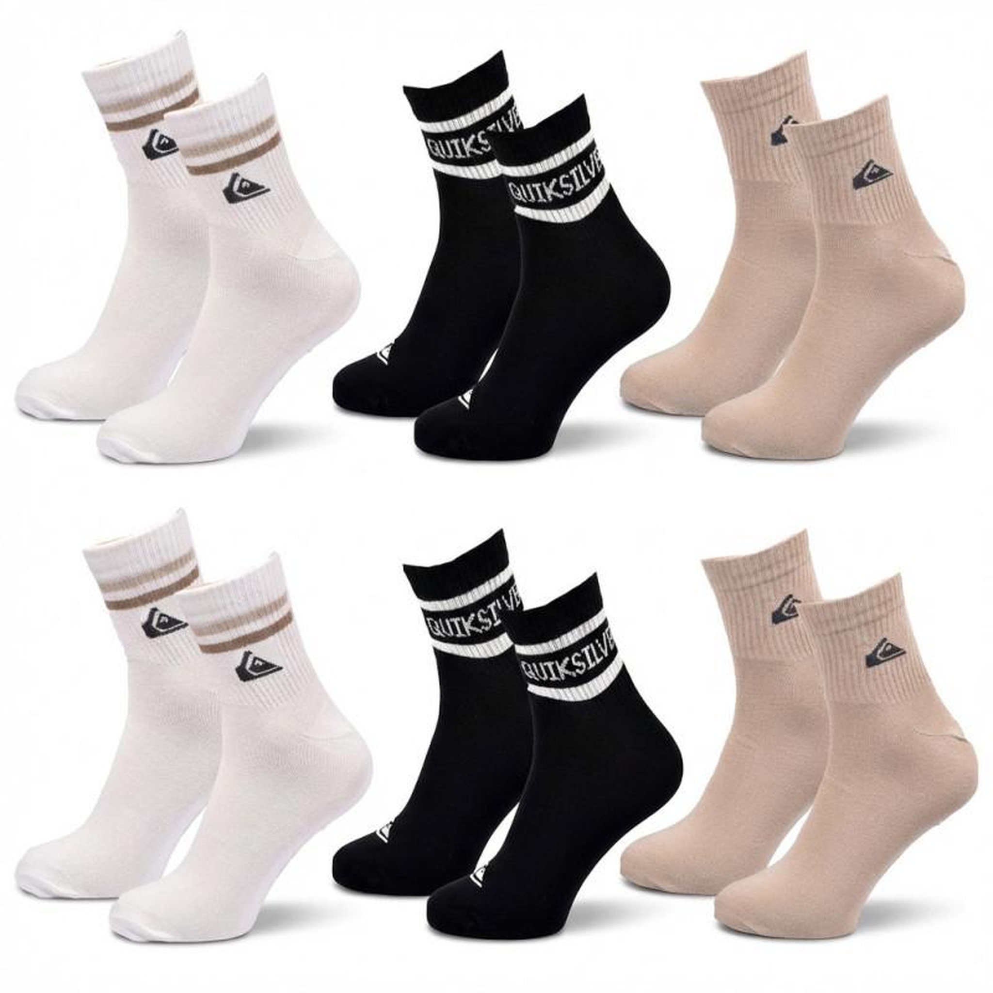 Voir la diapositive 1 : QUIKSILVER Quiksilver Pack de Chaussettes Homme QUARTER– Lot 6 Paires Sport
