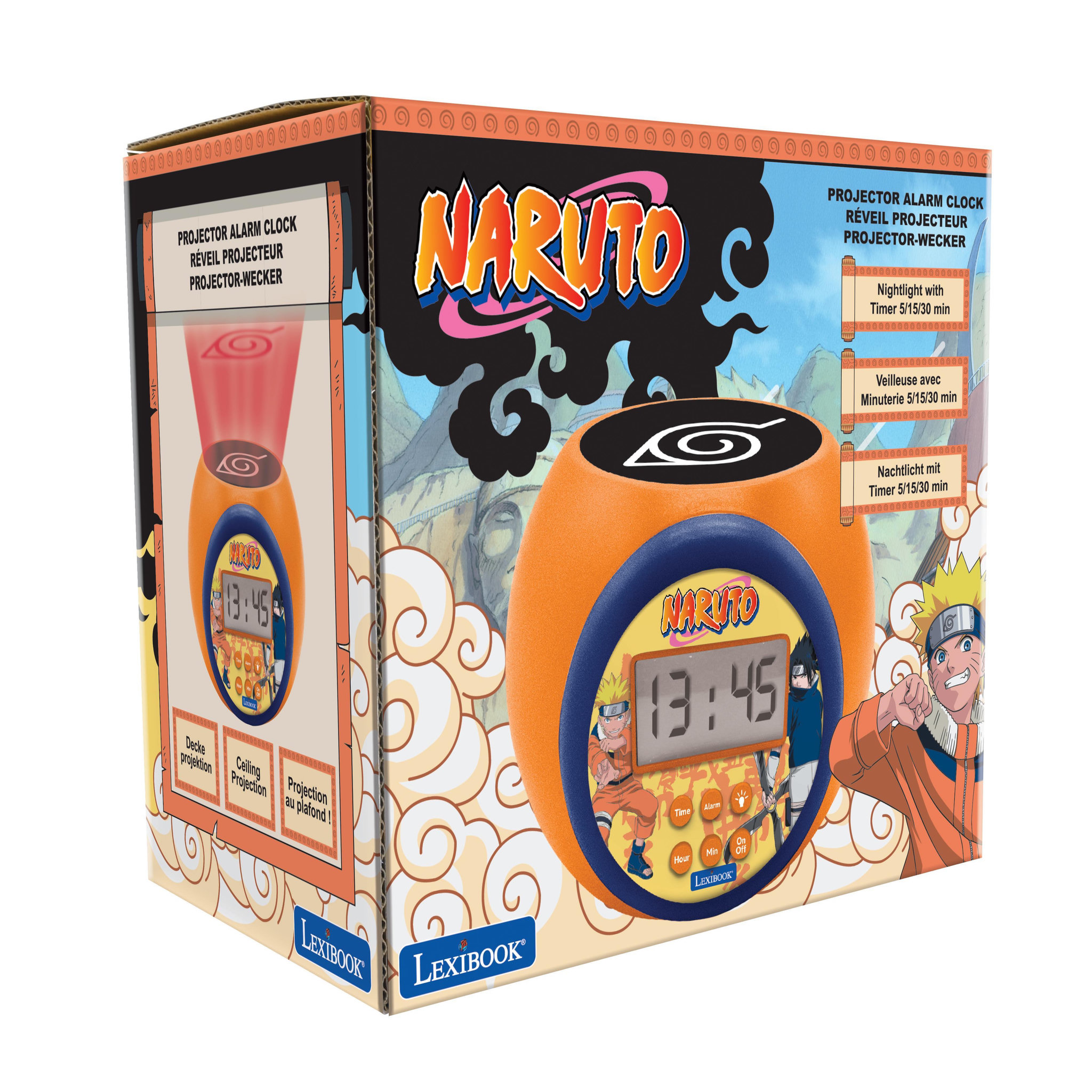 Voir la diapositive 3 : Lexibook Réveil Projecteur Naruto avec Minuteur