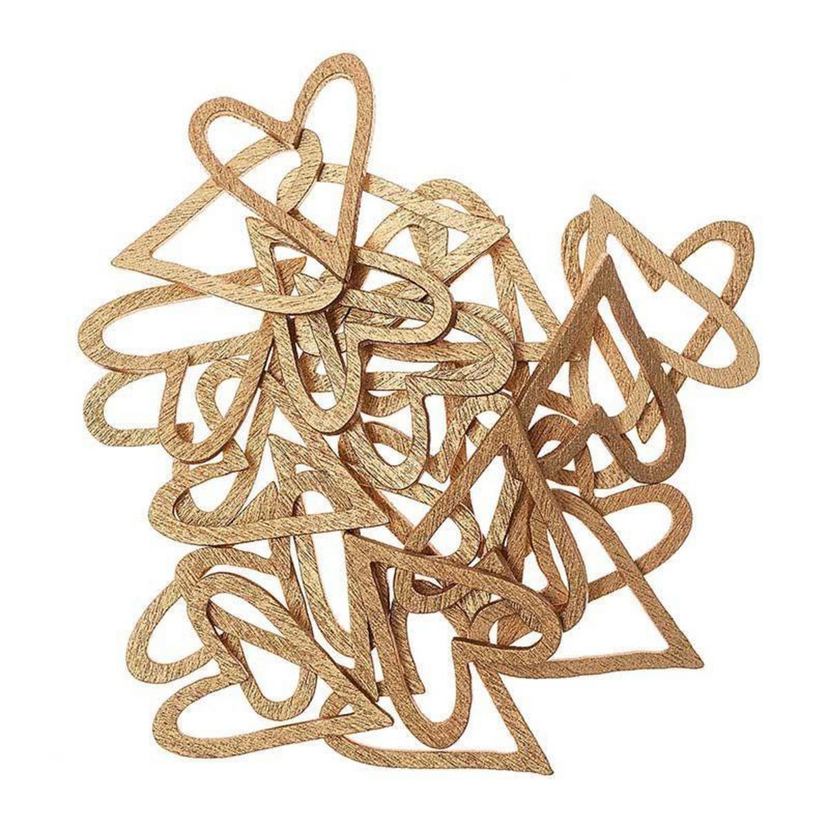 RICO DESIGN 24 silhouettes en bois coeurs ouverts dorés