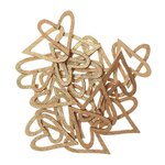 RICO DESIGN 24 silhouettes en bois coeurs ouverts dorés