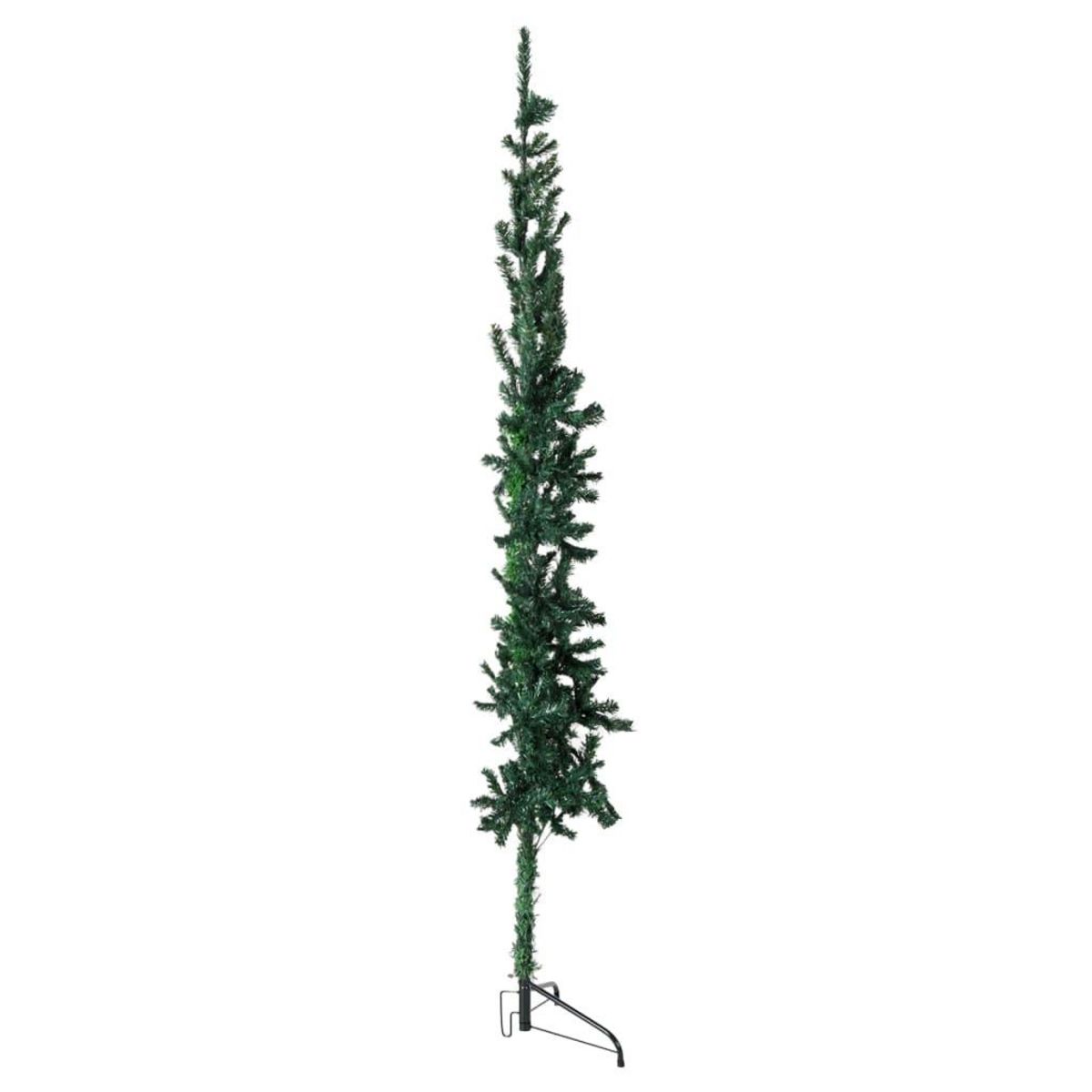 VIDAXL Demi sapin de Noël artificiel mince avec support Vert 150 cm