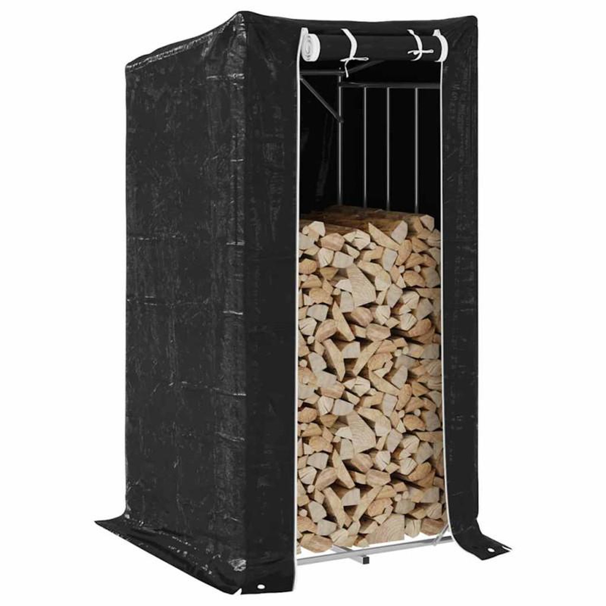 Voir la diapositive 1 : VIDAXL Portant de bois de chauffage et housse de pluie acier galvanisé
