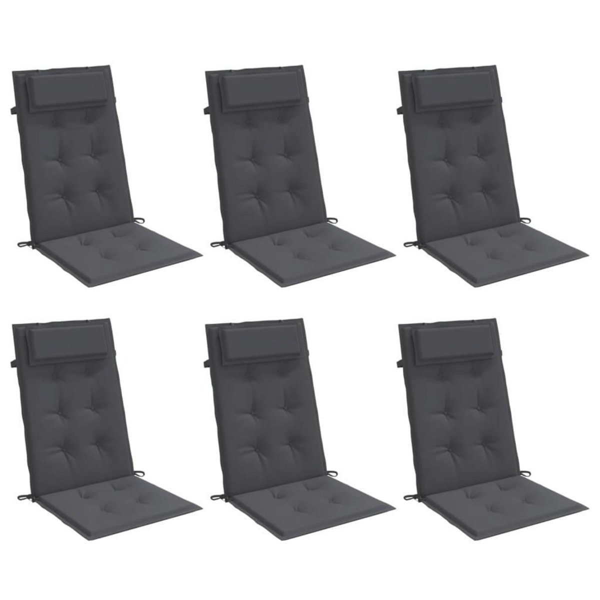 VIDAXL Coussins de chaise a dossier haut lot de 6 anthracite