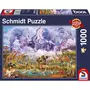 Schmidt Puzzle 1000 pièces : Animaux autour d'un point d'eau