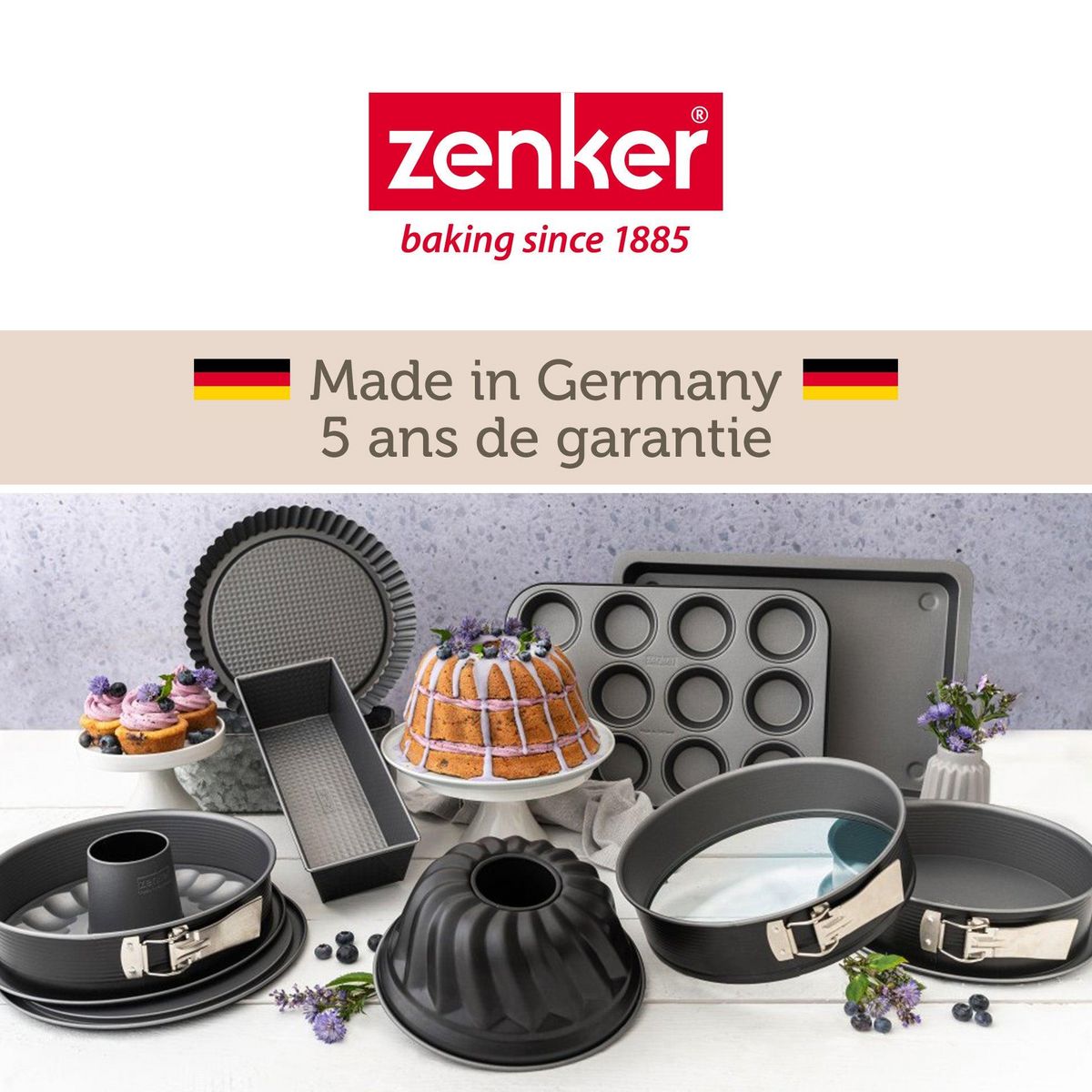 ZENKER Ensemble de 2 Moules à manqué à charnière en acier 28 cm Zenker Energy