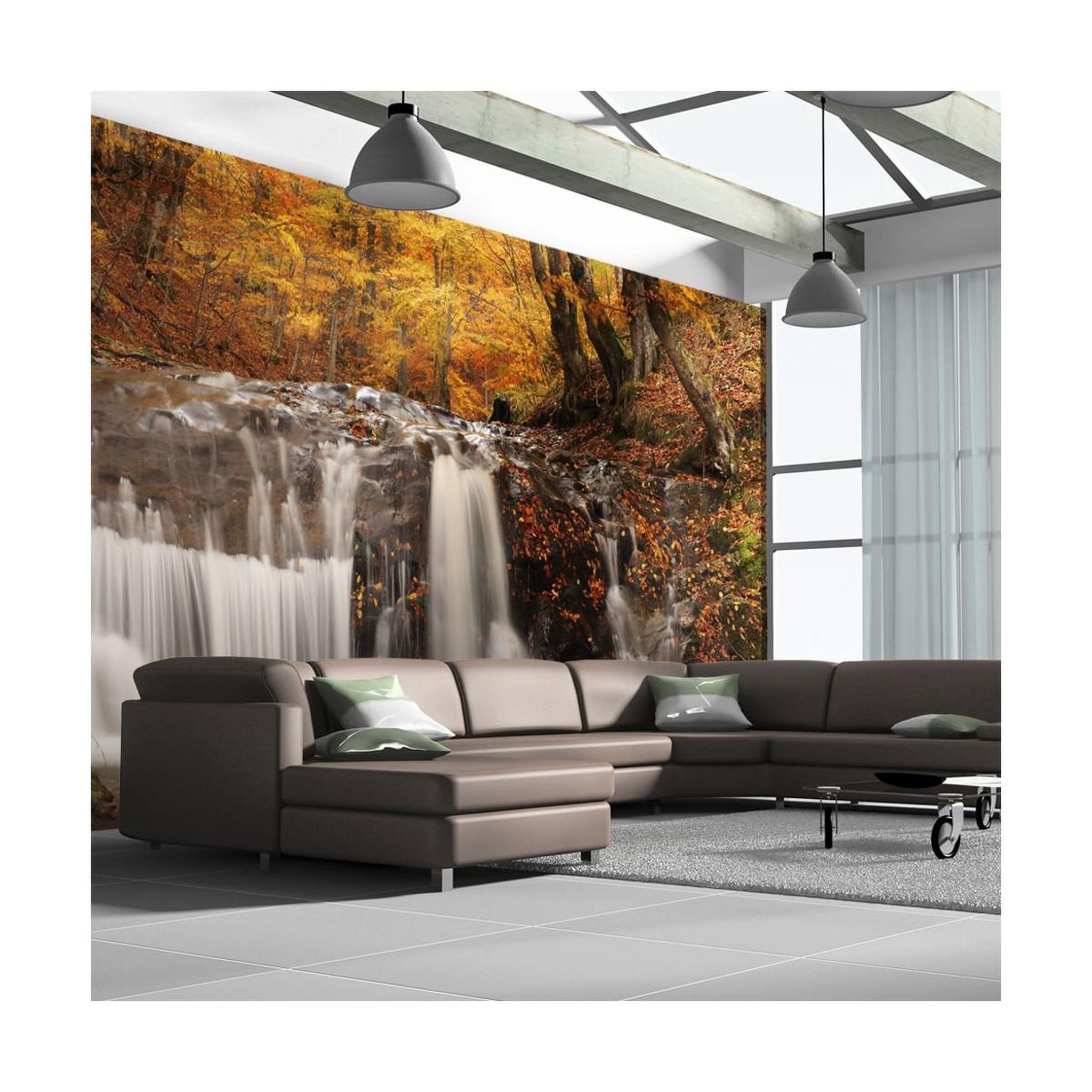 Paris Prix Papier peint xxl  autumn landscape : waterfall in forest  270x550cm