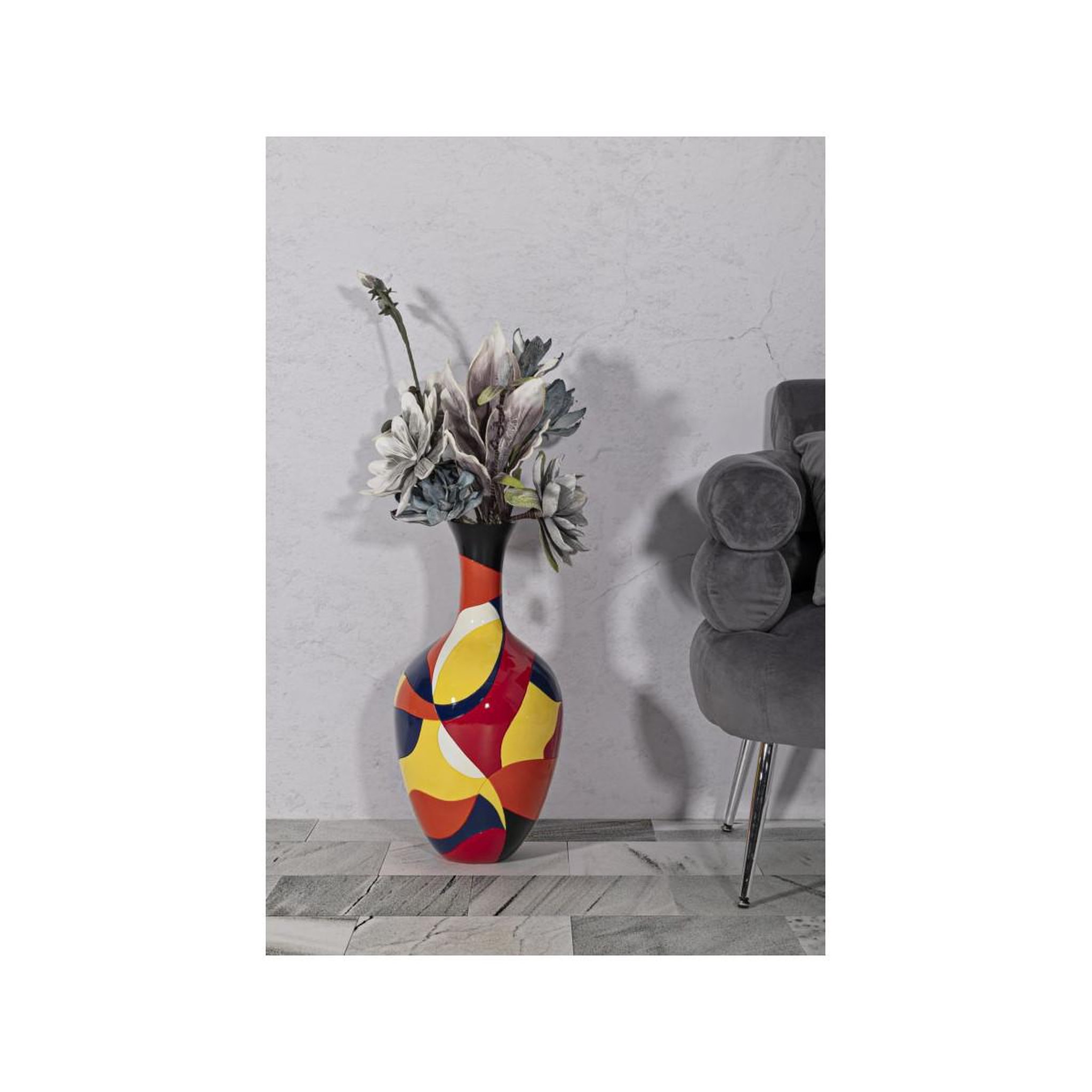 Voir la diapositive 5 : Paris Prix Vase déco en résine  rubic  59cm multicolore