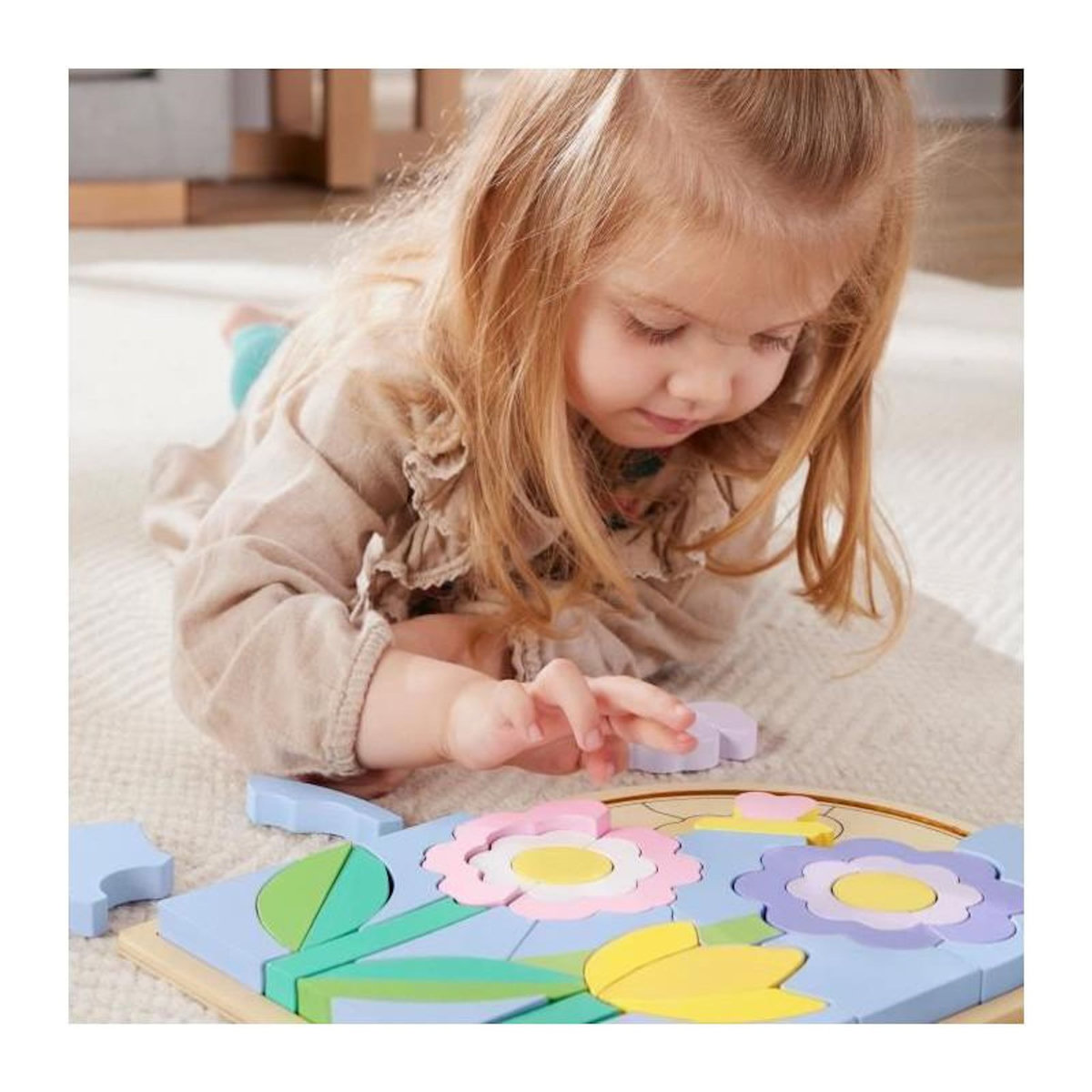 FISHER PRICE Puzzle 37 pièces bois Fleurs – Puzzle éducatif enfant maternelle – Fisher-Price – HXT97