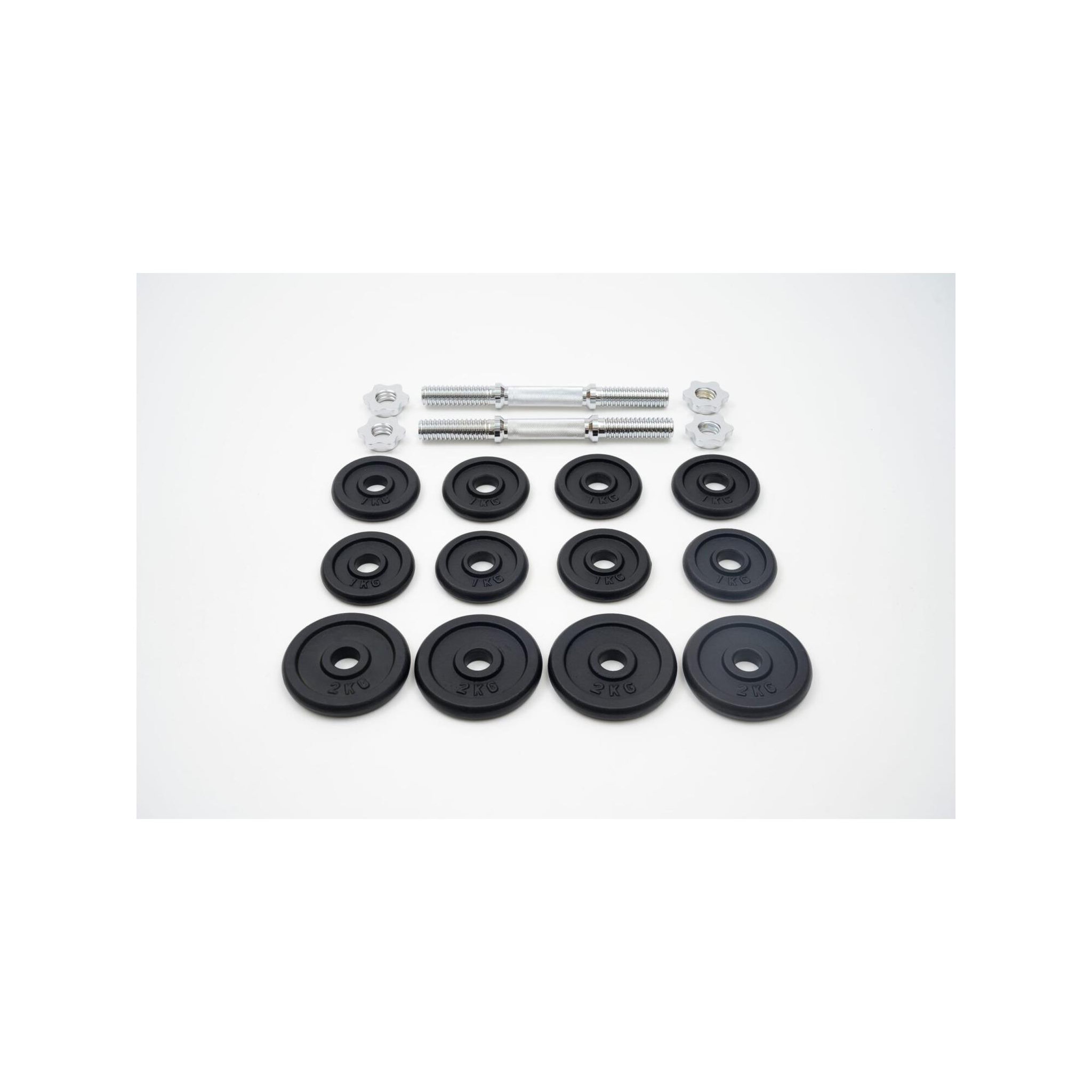 Voir la diapositive 2 : O'Fitness Set barres + haltères 20 KG - FITLIFE - En acier - Valise de transport inclus